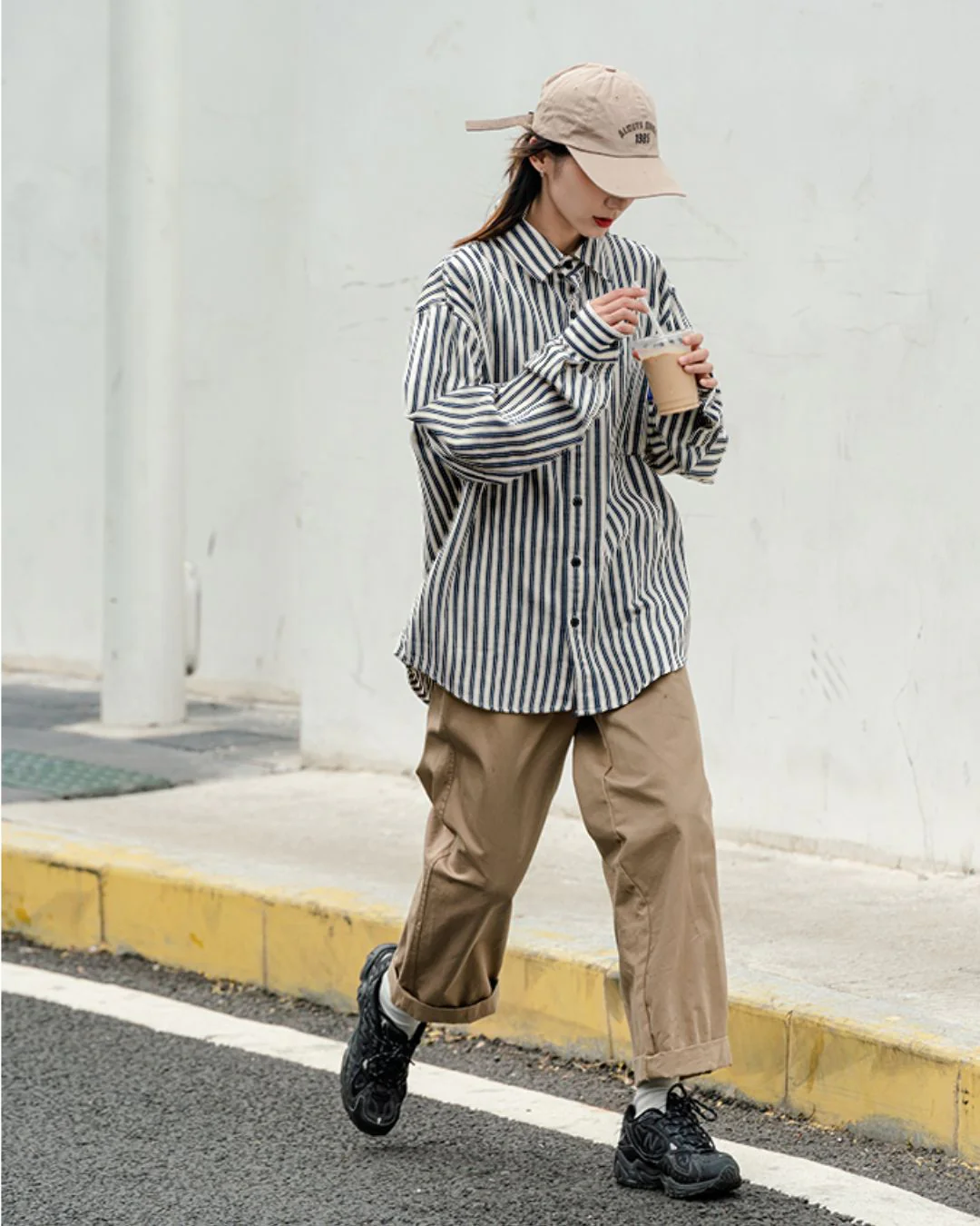【10日以内お届け】Stripe Loose shirt LS001