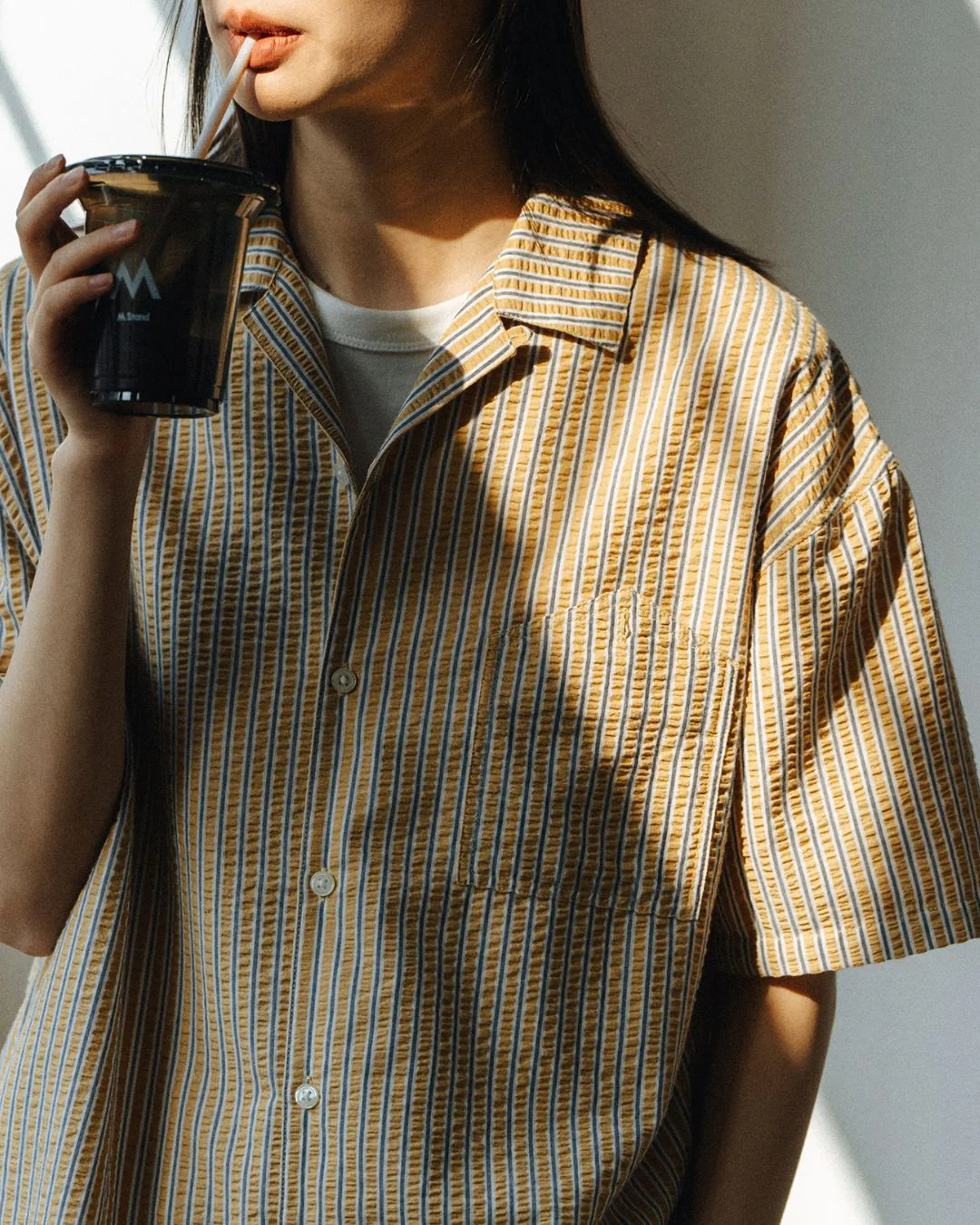 Open Collar Striped-Shirt SS025