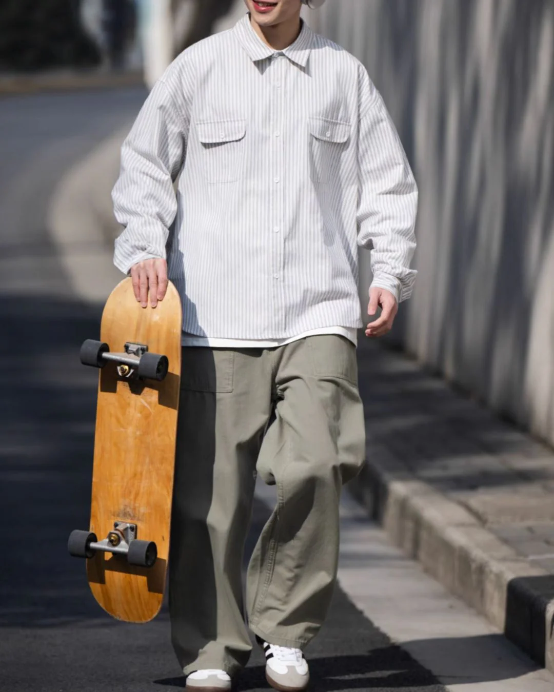 【10日以内お届け】Double Pocket Striped Shirt LS066