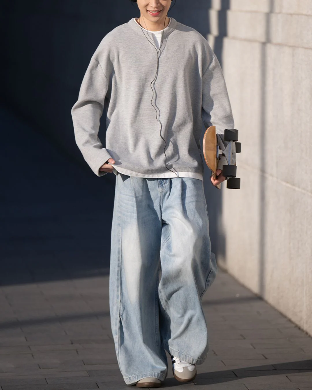 Washed Blue Wide Denim Pants DP048