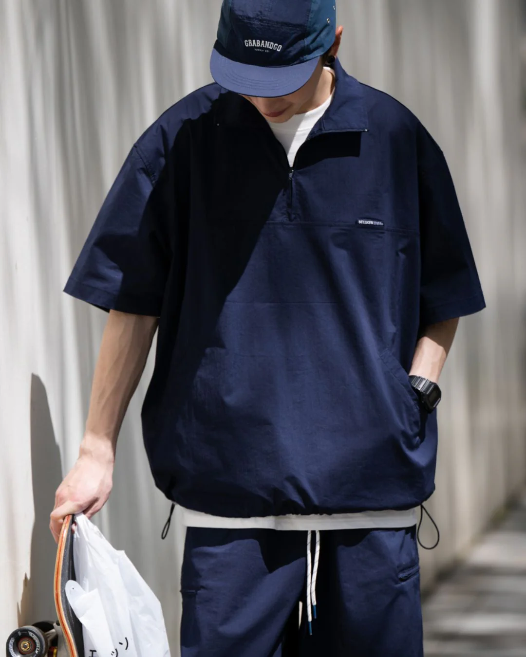 【セール】Half-zip Drawstring Shirt SS066