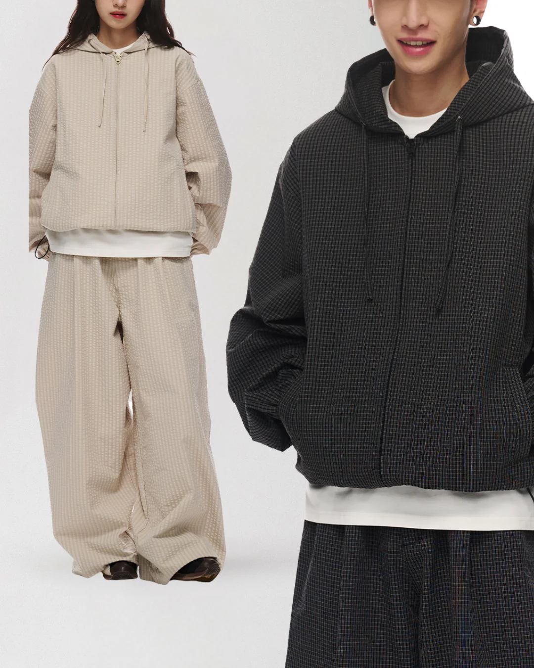 Check Full Zip Hoodie Jacket JK238