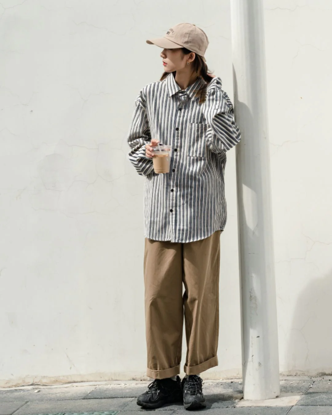 【10日以内お届け】Stripe Loose shirt LS001