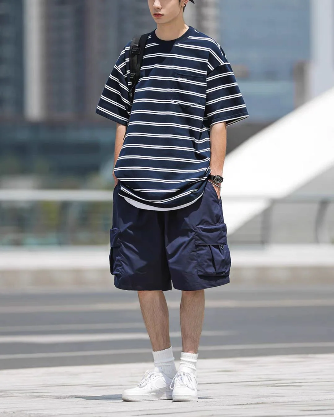 【セール】Pocket Border Navy T-shirt ST125