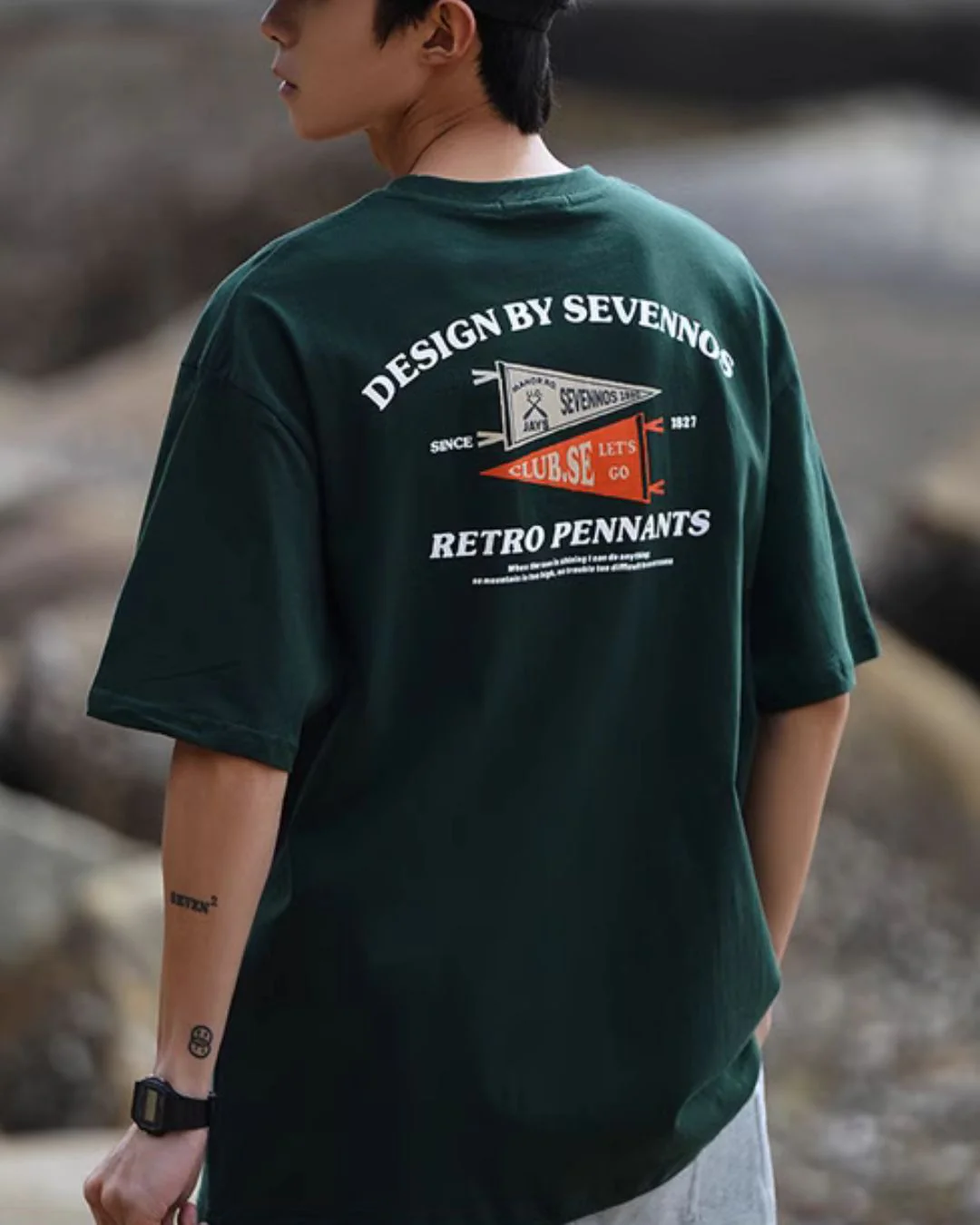 Cotton Back Print T-shirt ST069