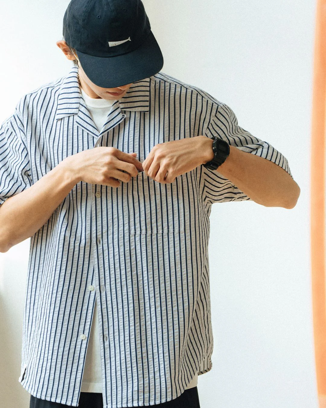 Open Collar Striped-Shirt SS025