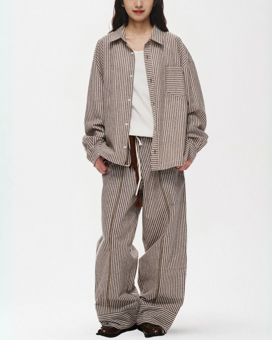 Cotton Striped Wide Pants WP082