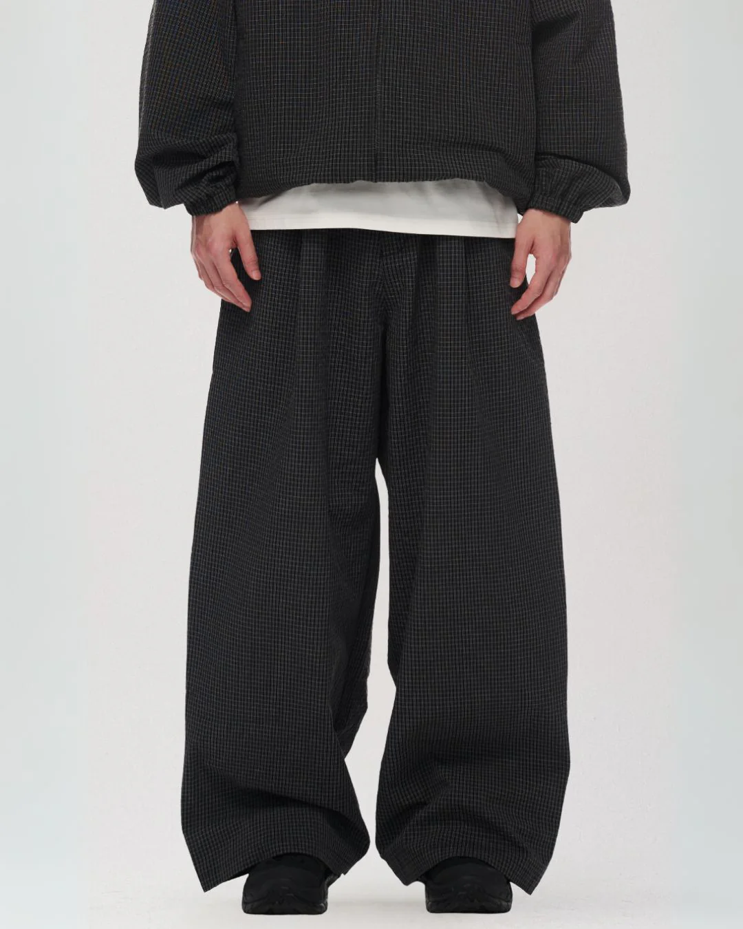 Tuck Wide Check Pants WP083