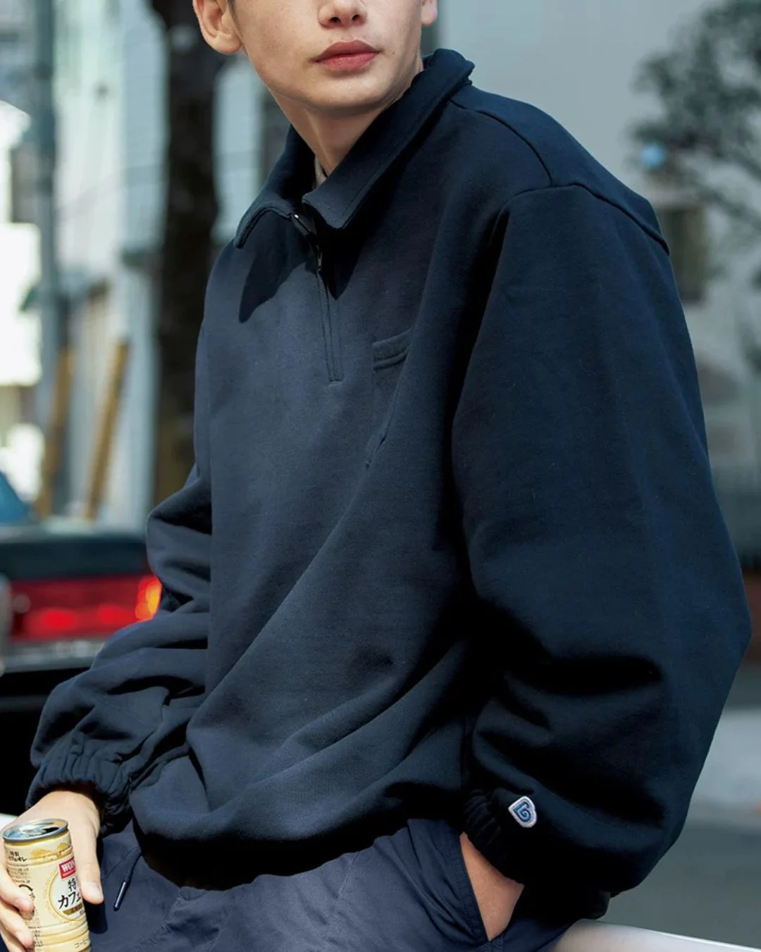 【10日以内お届け】Balloon Sleeve Half Zipper SW009