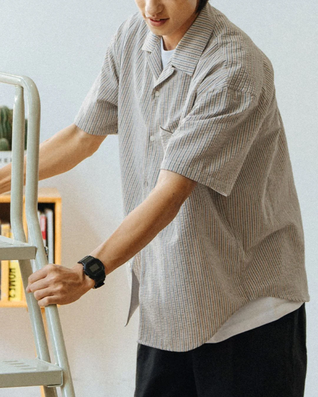 Open Collar Striped-Shirt SS025