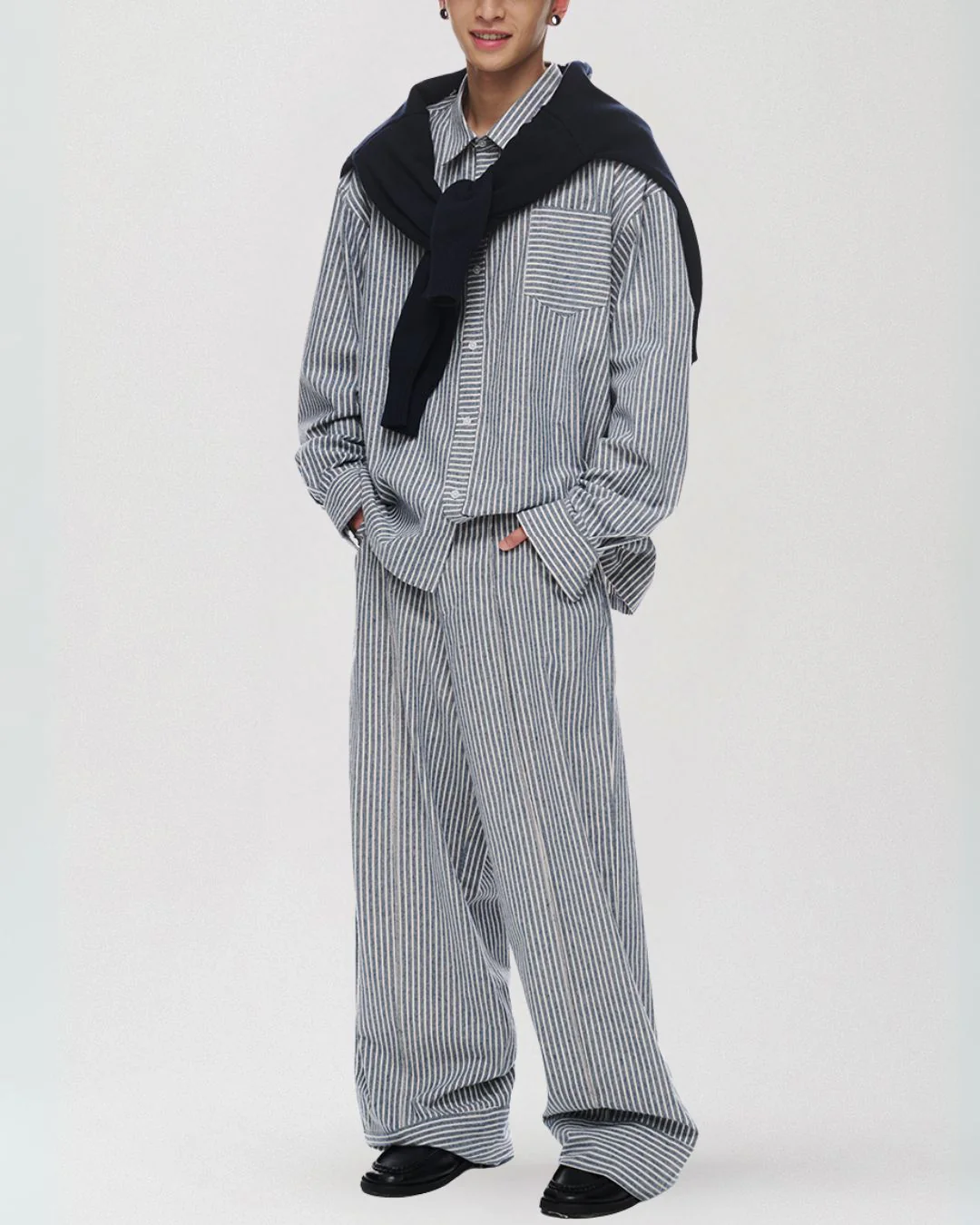 Cotton Striped Wide Pants WP082