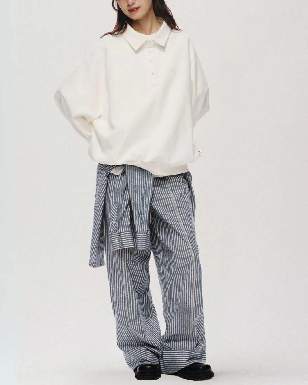Relaxed Polo Sweatshirt LS098