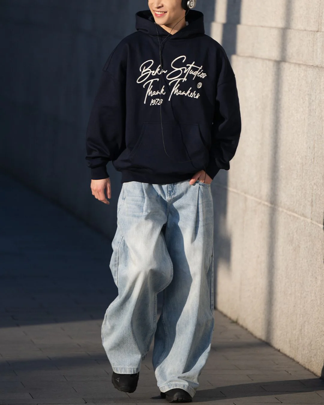 Washed Blue Wide Denim Pants DP048