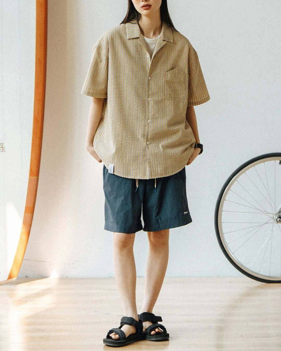 Open Collar Striped-Shirt SS025