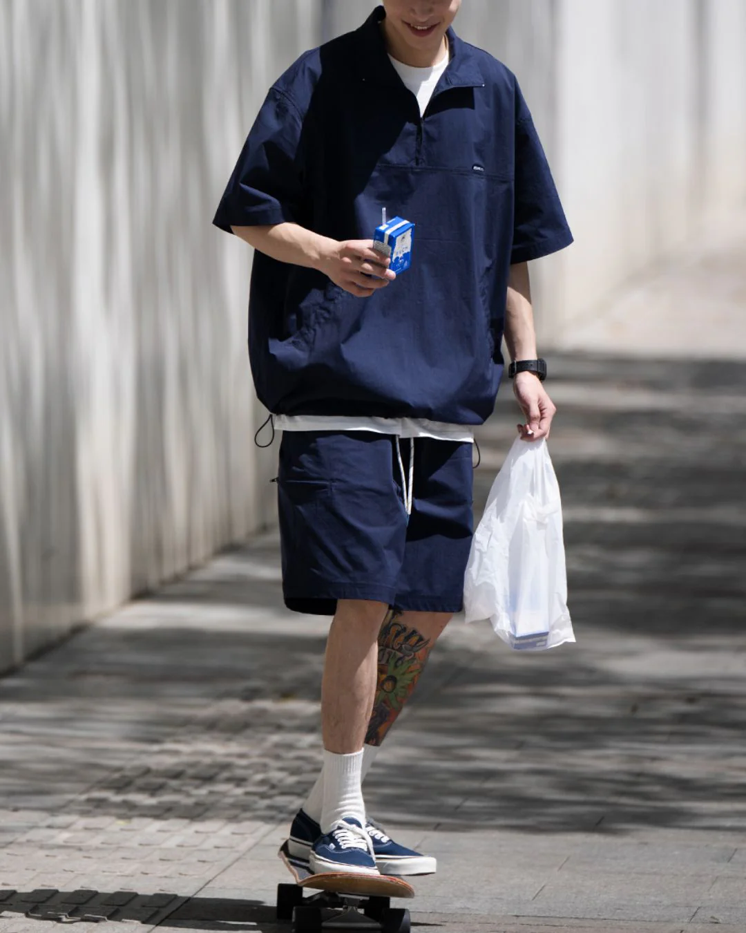 【セール】Half-zip Drawstring Shirt SS066