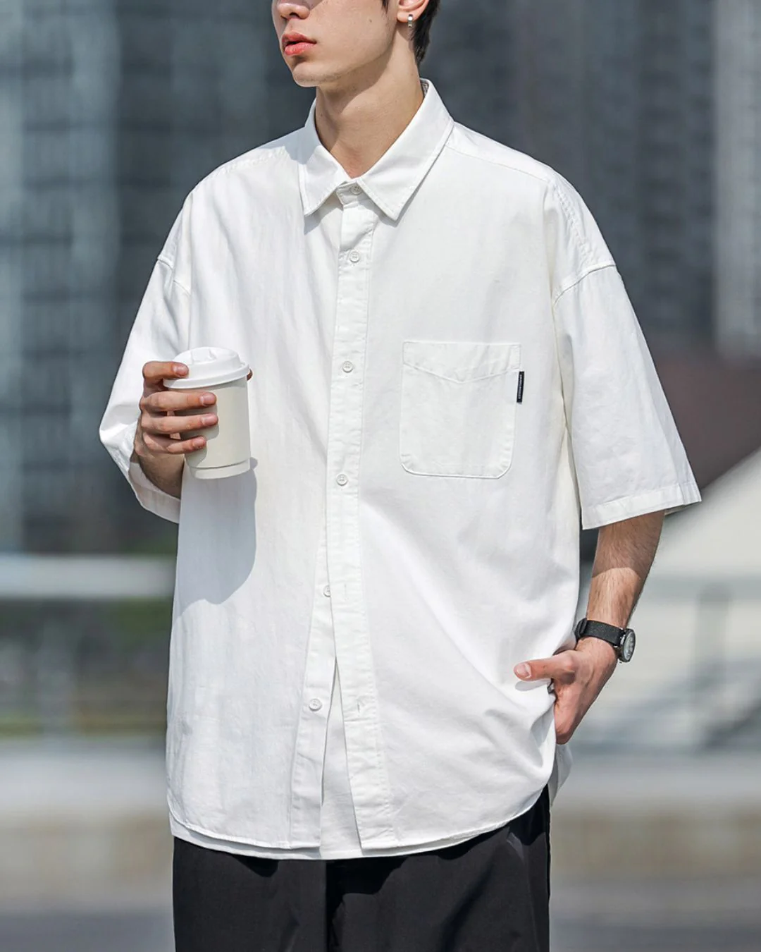 Plain Cotton Relaxed Shirt SS069