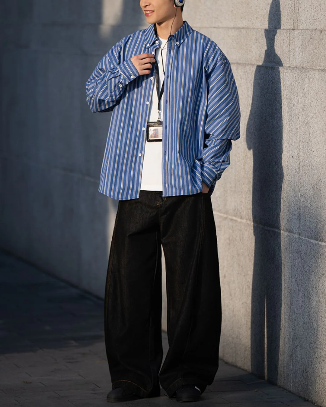 Contrast Casual Striped Shirt LS091