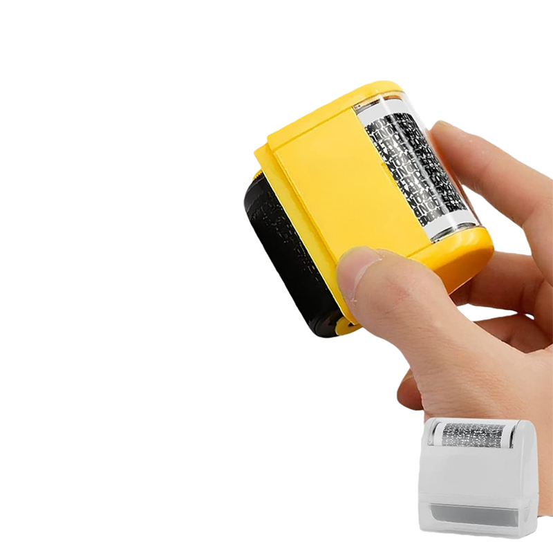 Miseyo Wide Identity Theft Protection Roller Stamp Set -Yellow (3 Refill Ink Included