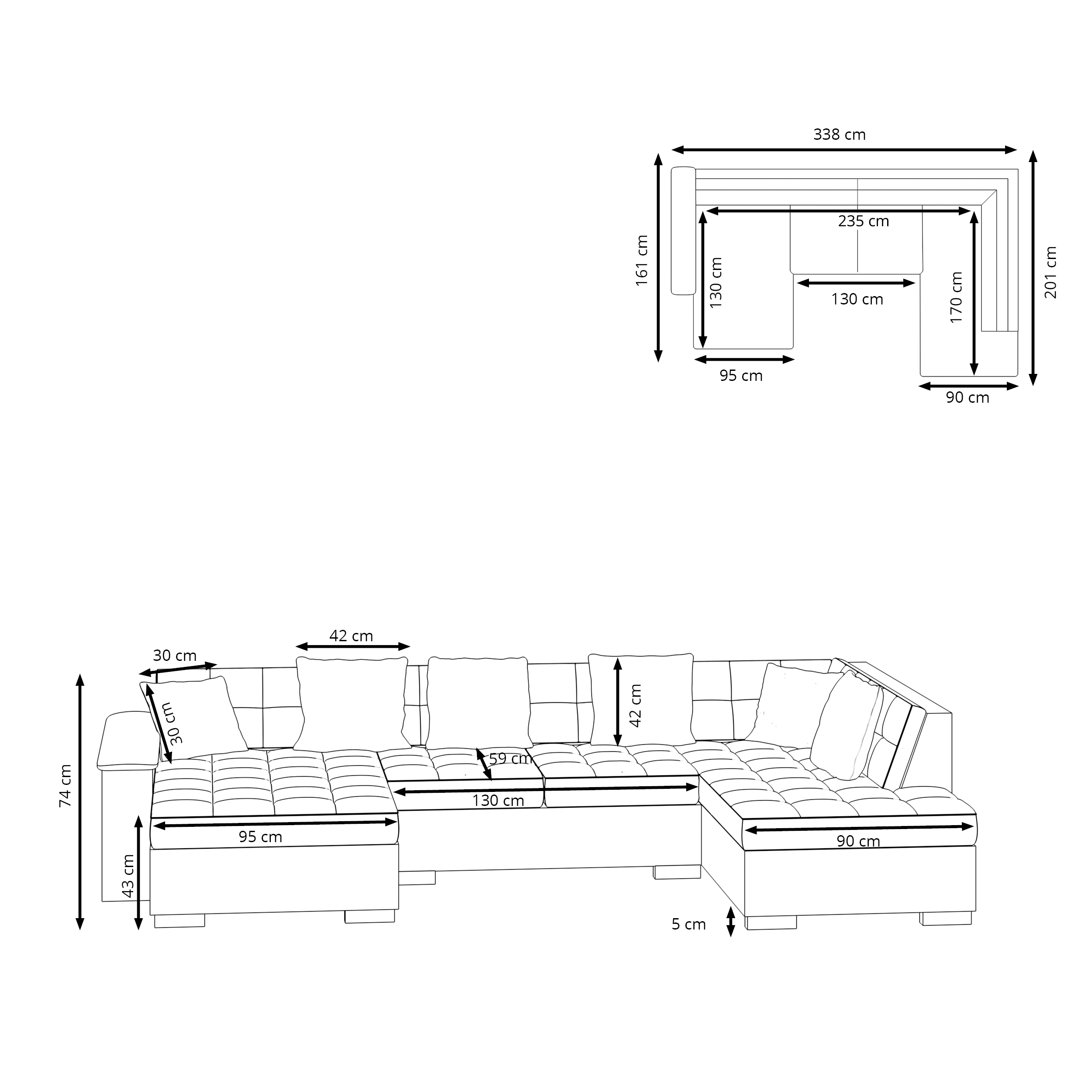 Ecksofa ARIA links anthrazit/schwarz