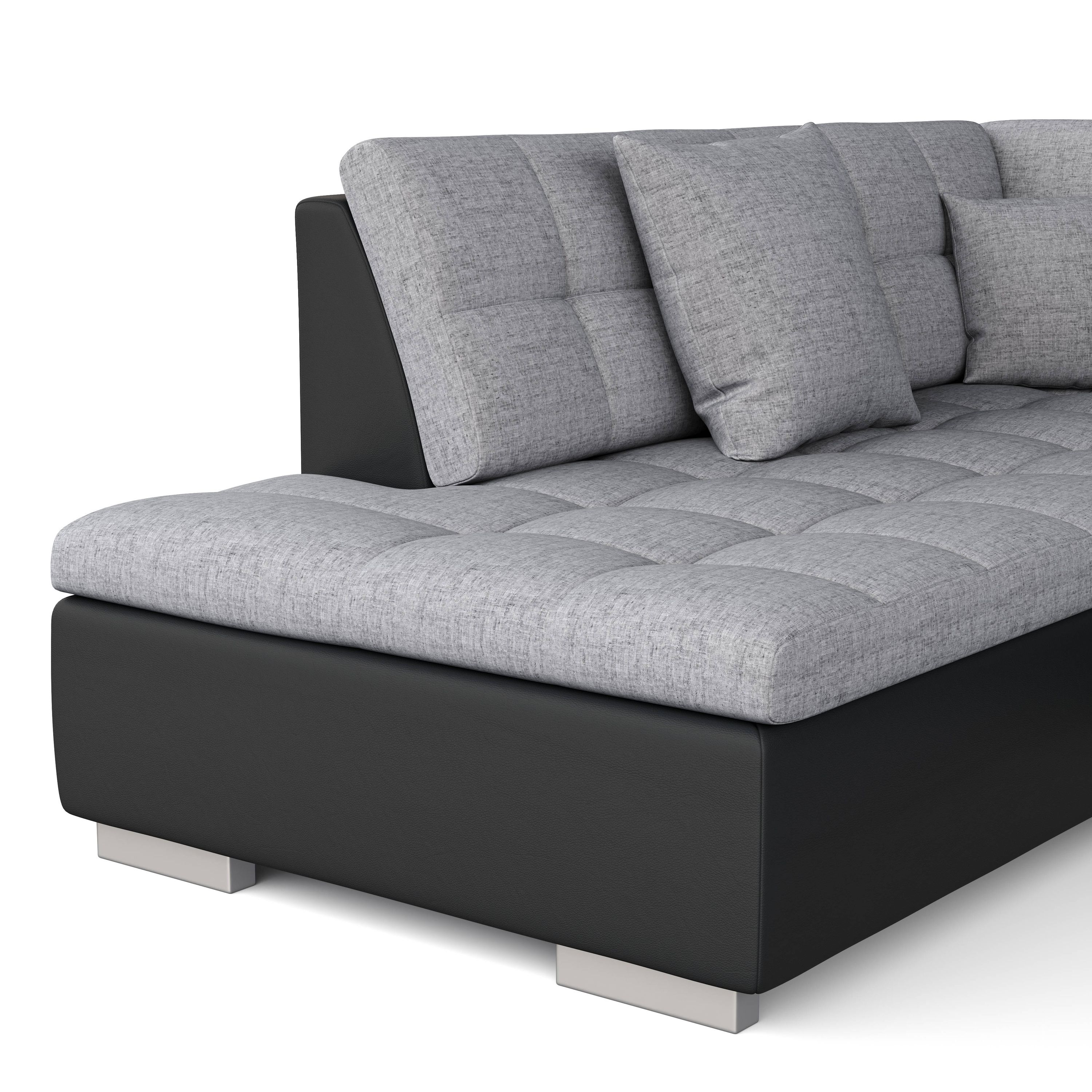 Ecksofa ARIA rechts grau/schwarz