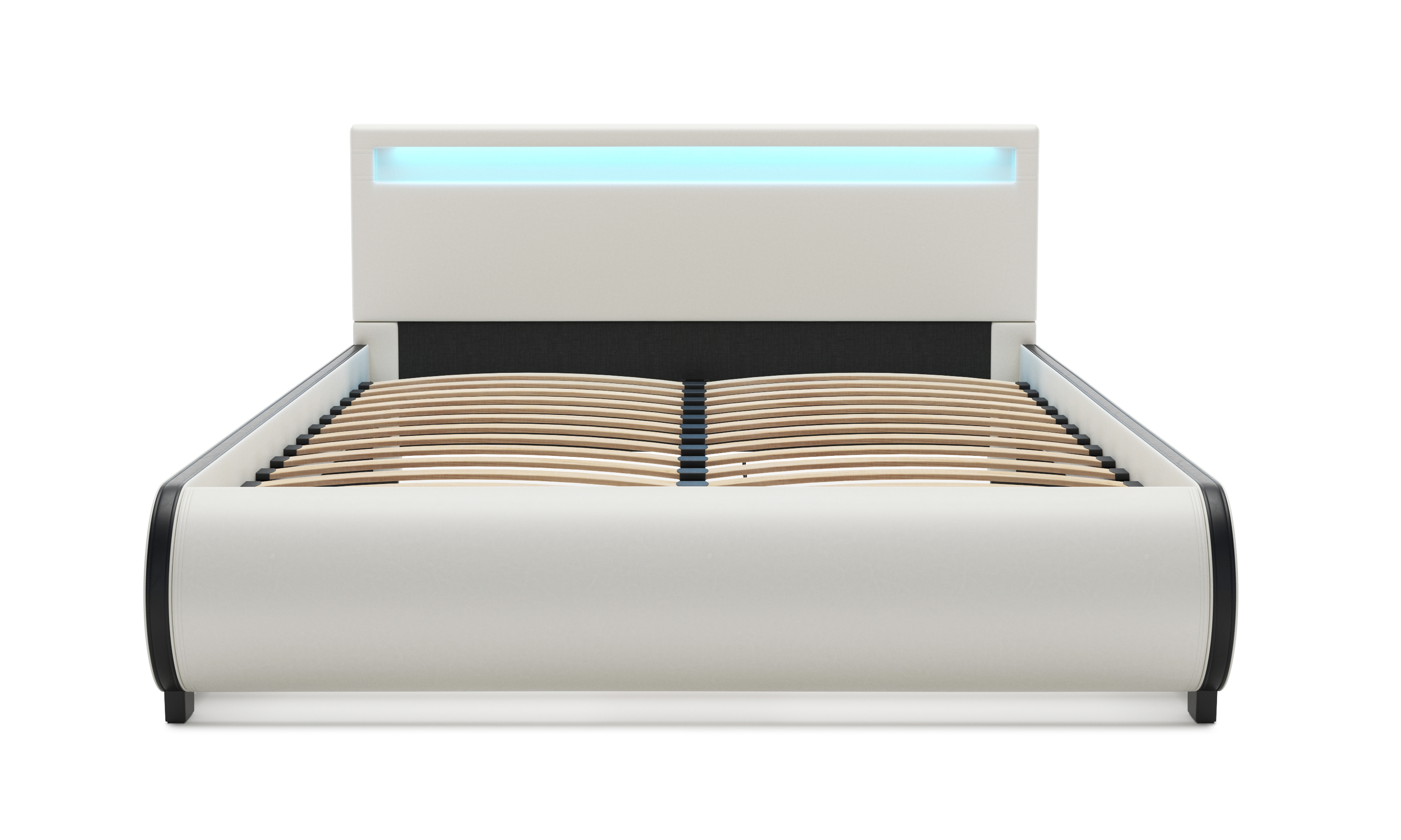 Lederbett LED SIESTA 140 x 200 cm weiss