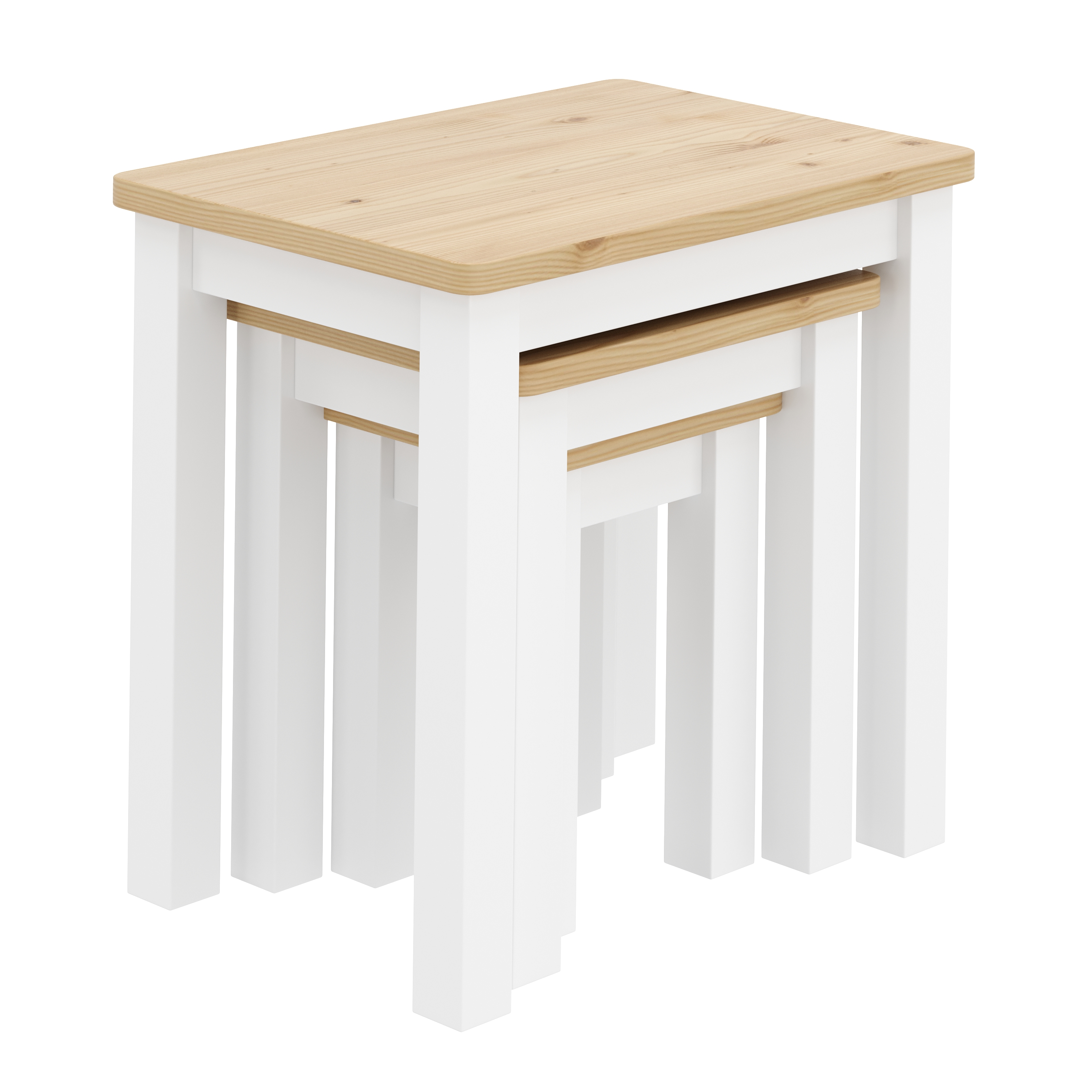 Beistelltisch Holz LUIGI 3-teilig natur/weiss