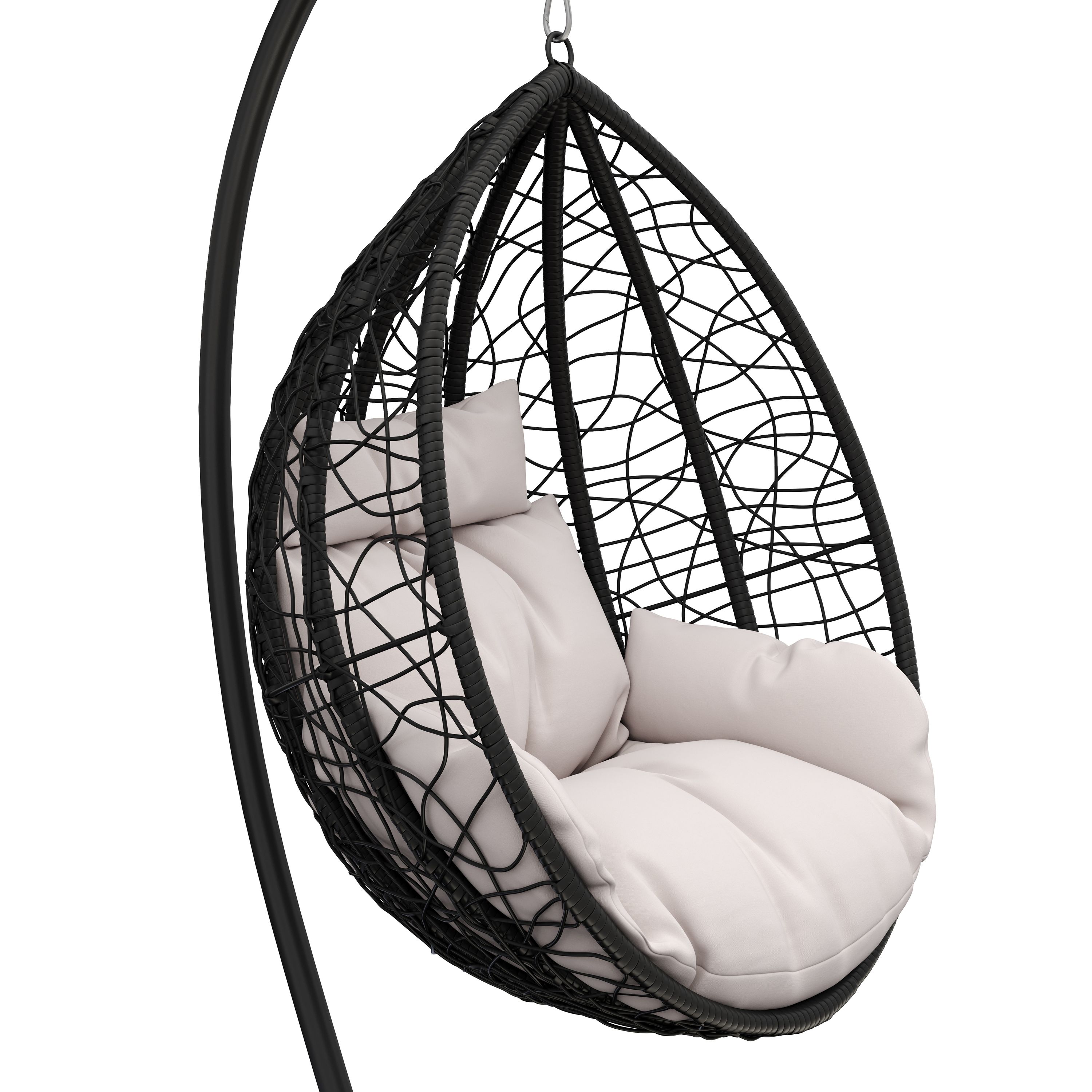 Hängesessel mit Gestell PANAMA schwarz/beige