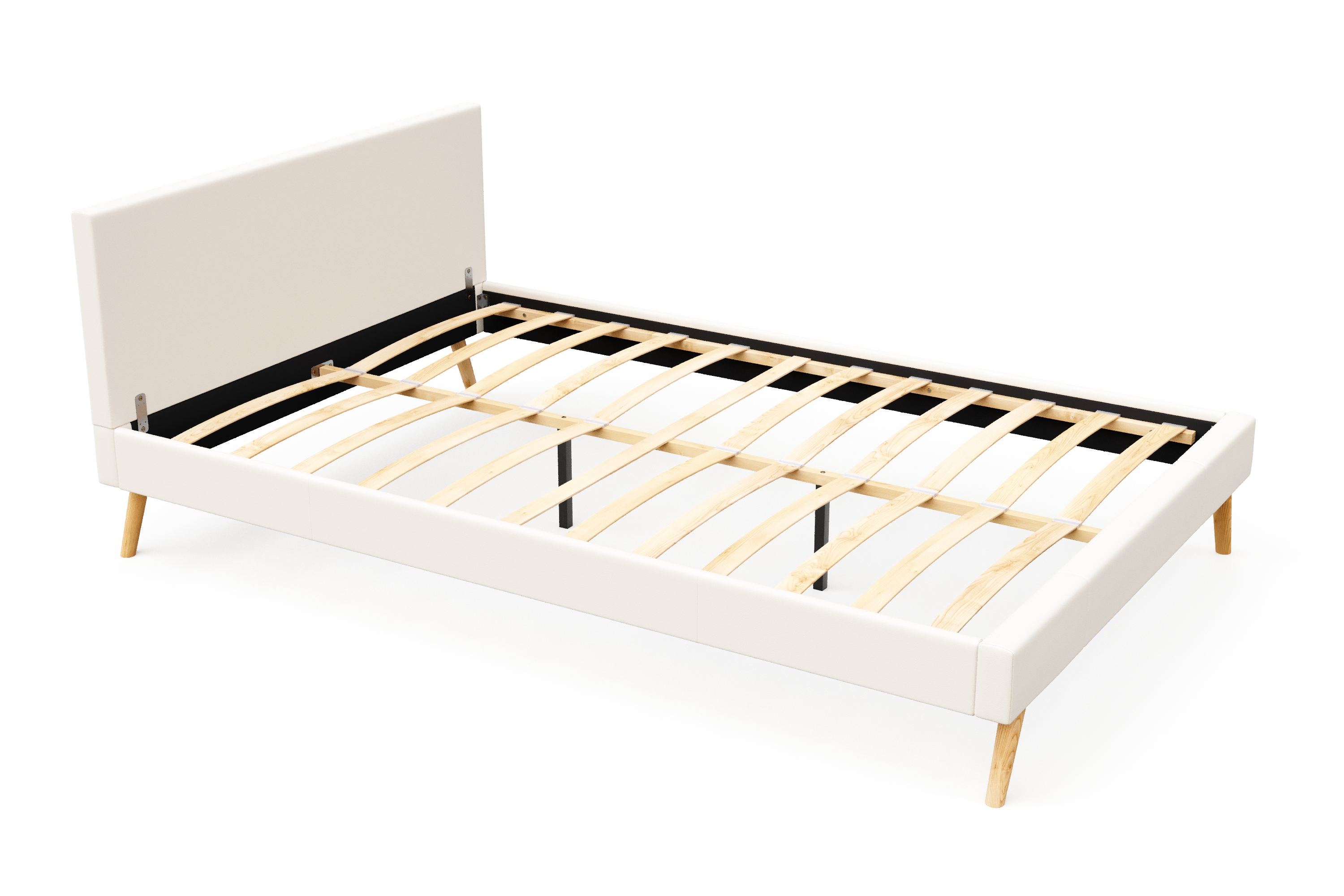 Lederbett ELVAR 140 x 200 cm weiss