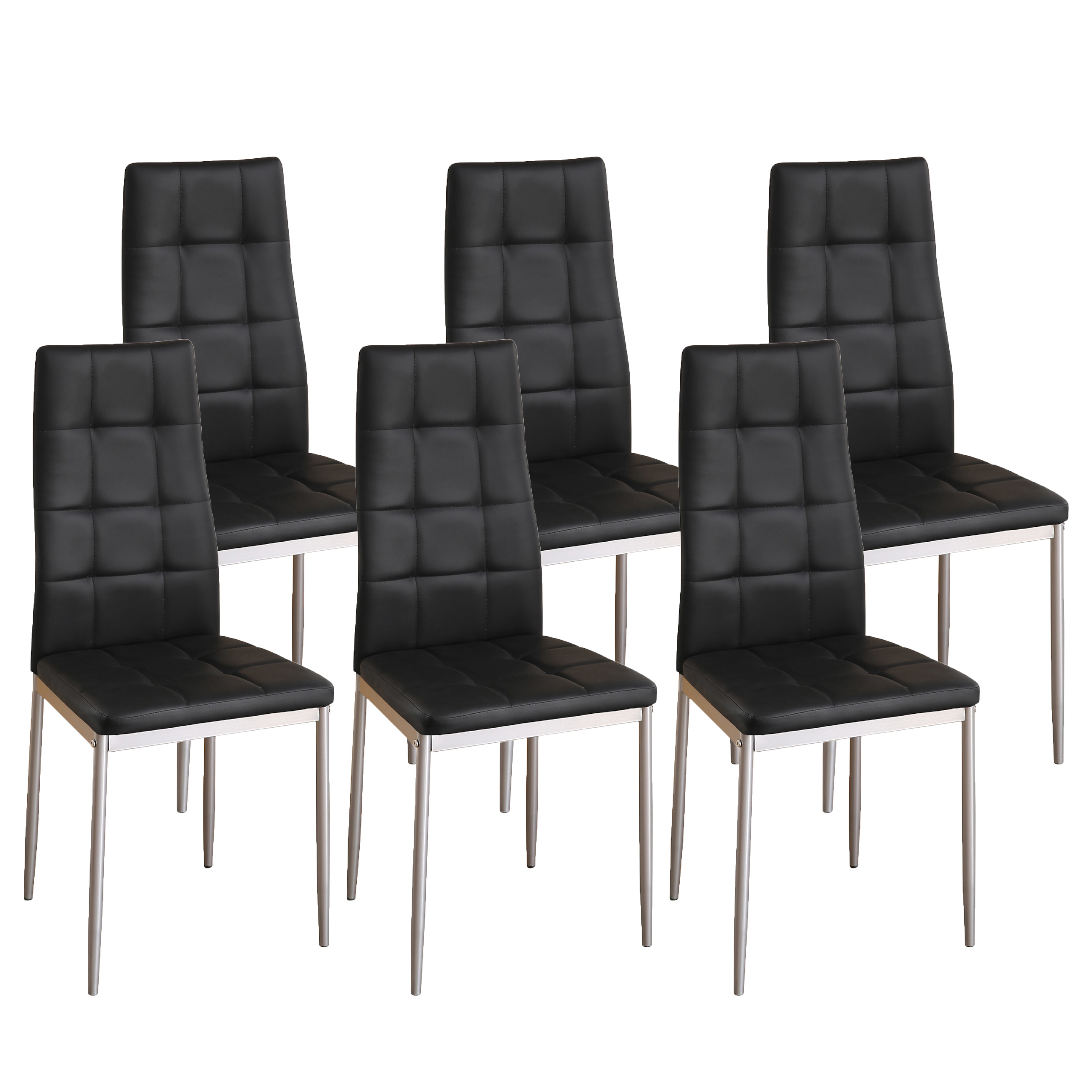 Esszimmerstuhl Leder MARC 6er Set schwarz