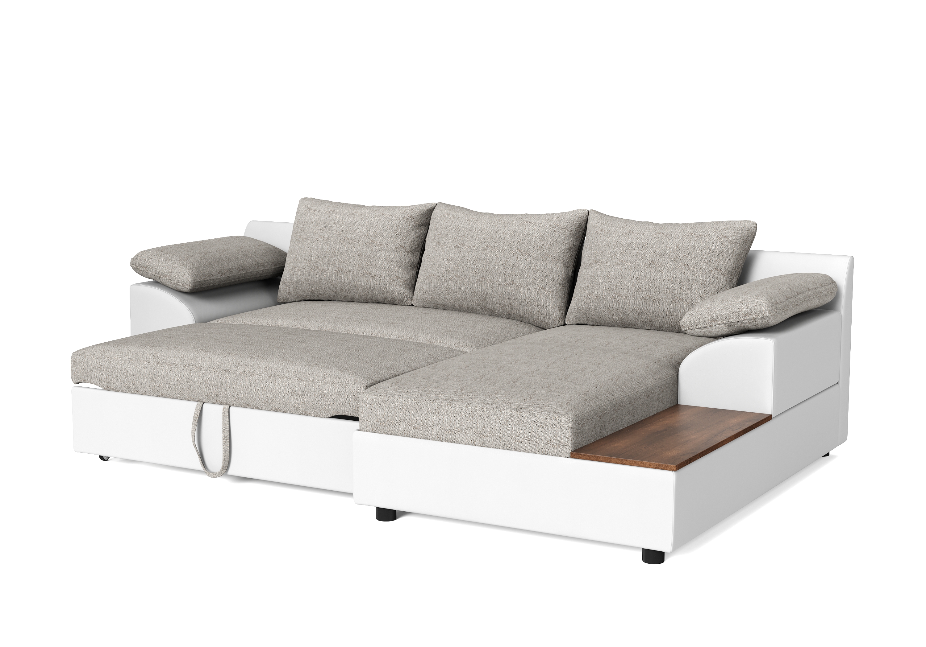 Ecksofa mit Schlaffunktion NALA rechts weiss