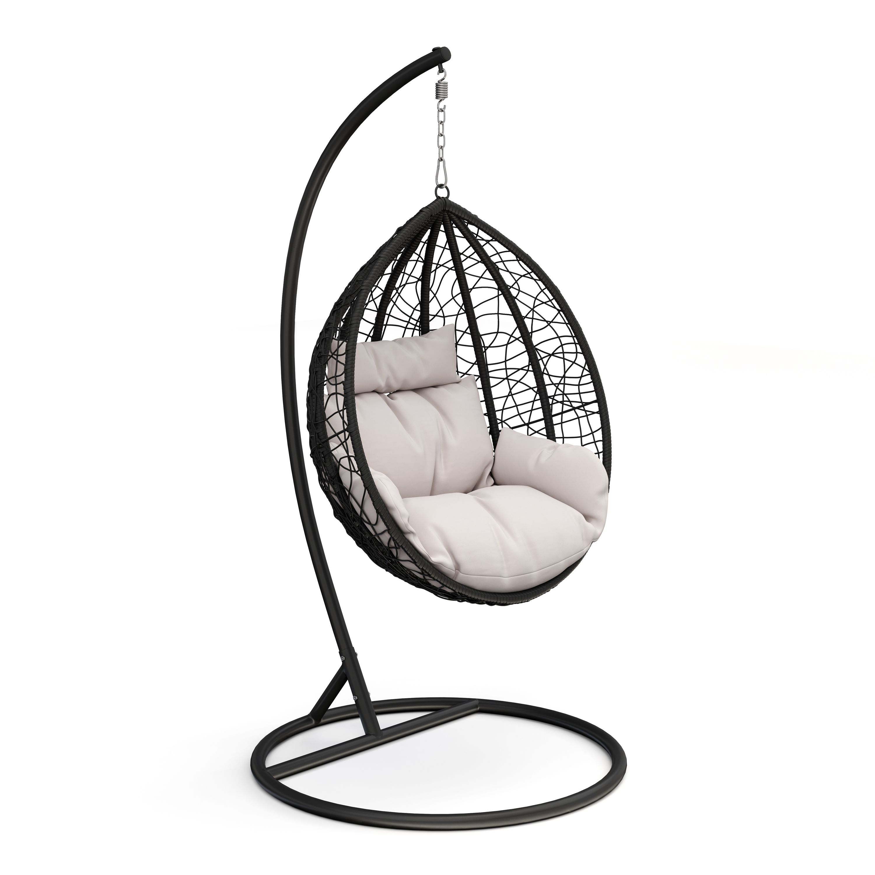 Hängesessel mit Gestell PANAMA schwarz/beige