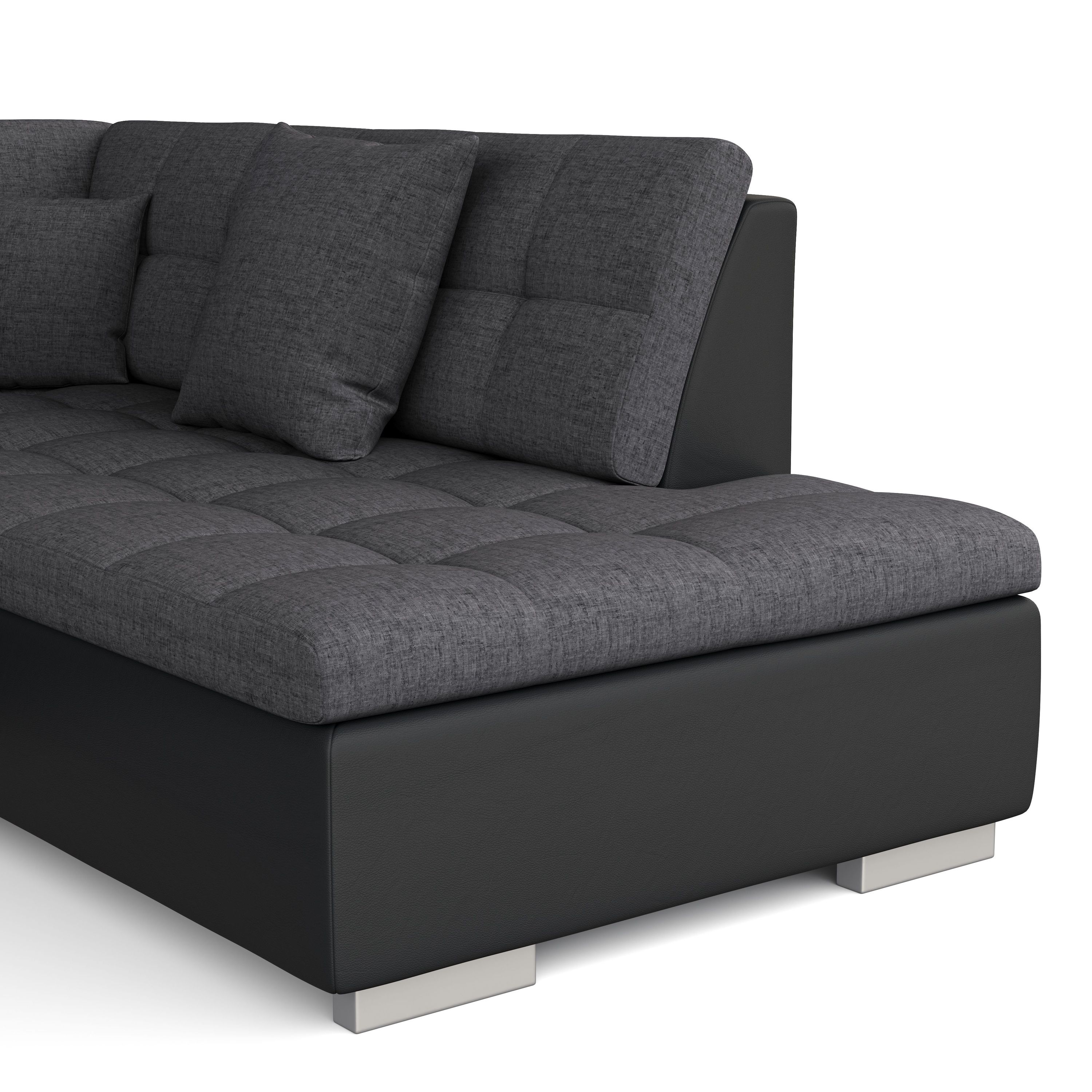 Ecksofa ARIA links anthrazit/schwarz