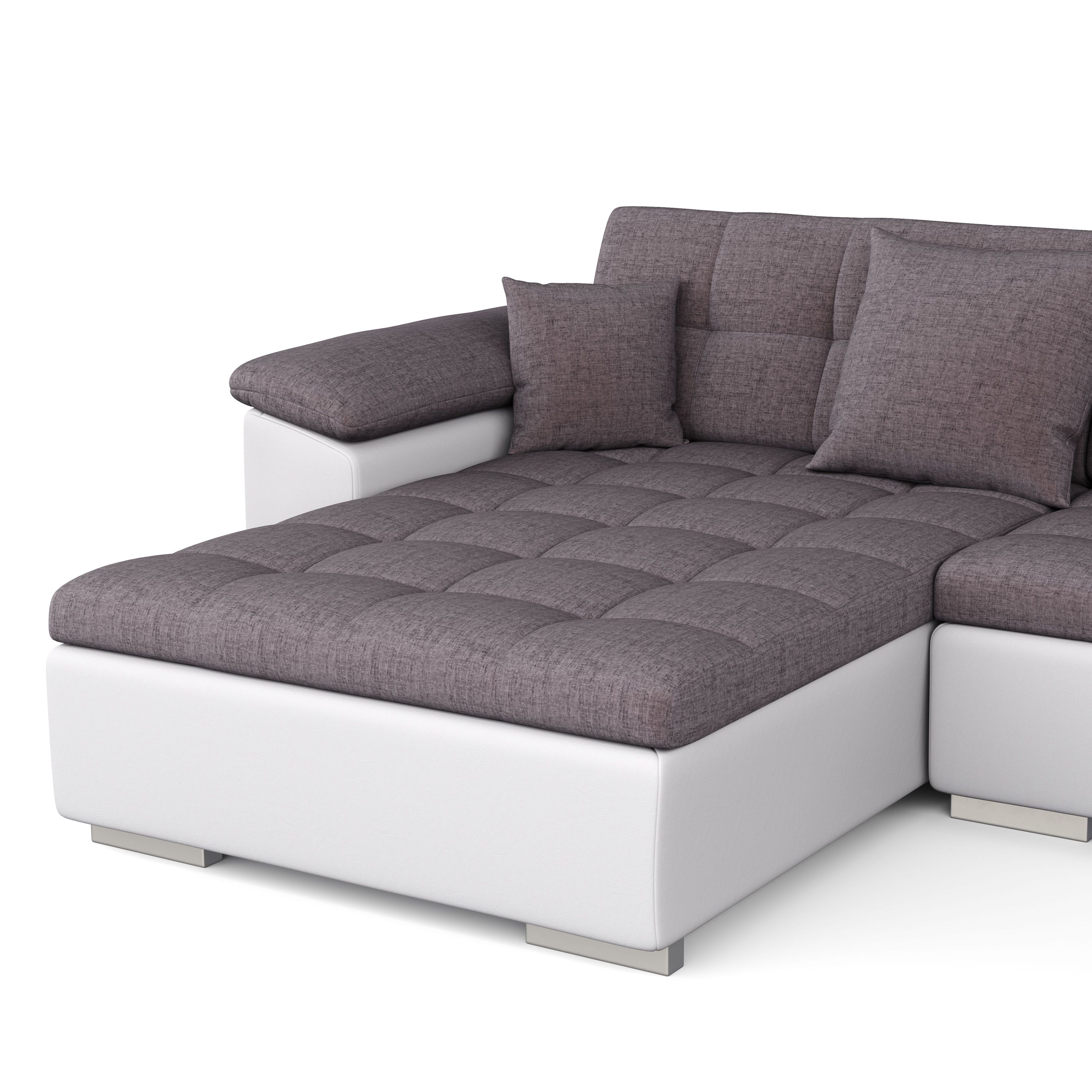 Ecksofa ARIA links taupe/weiss
