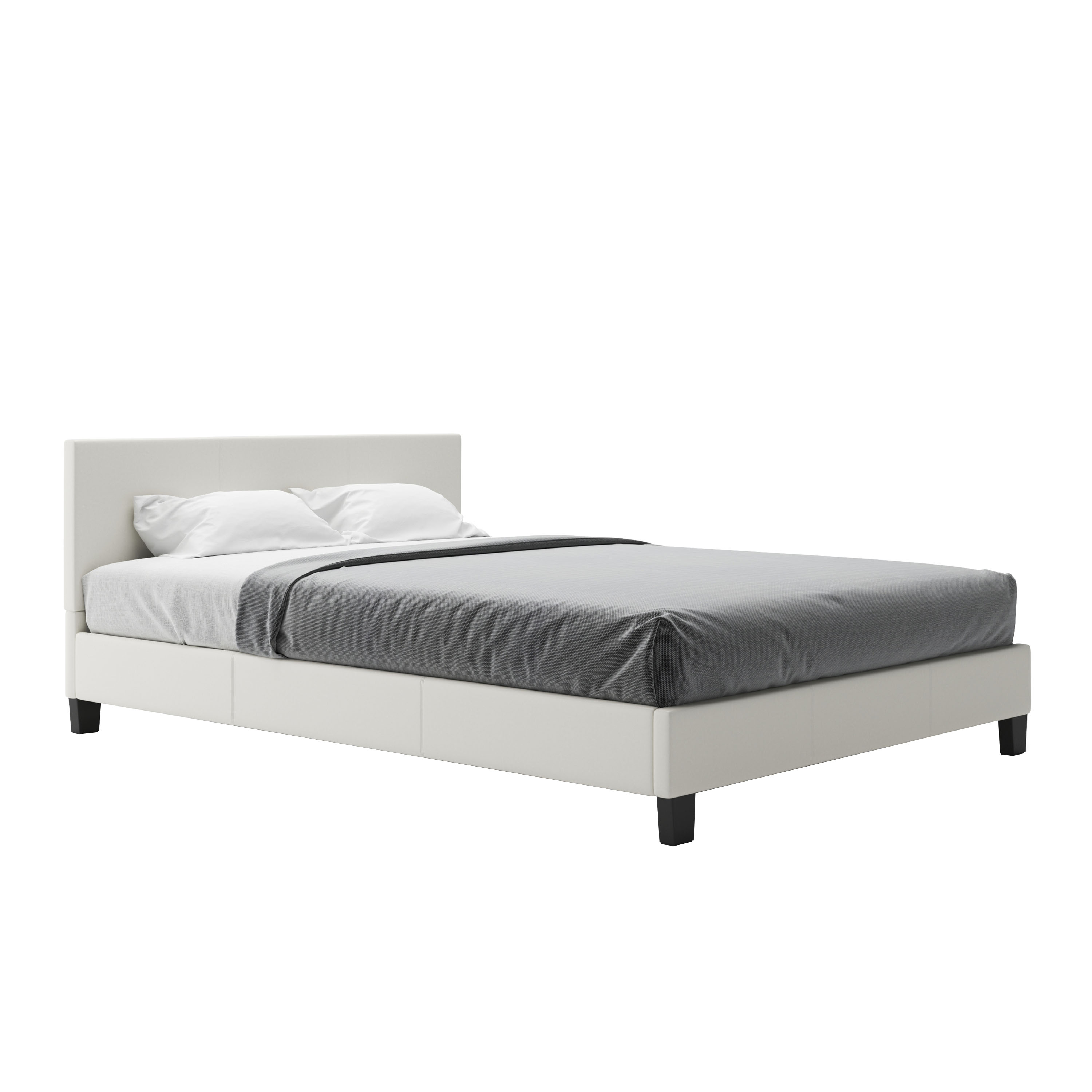 Lederbett DOZE 140 x 200 cm weiss