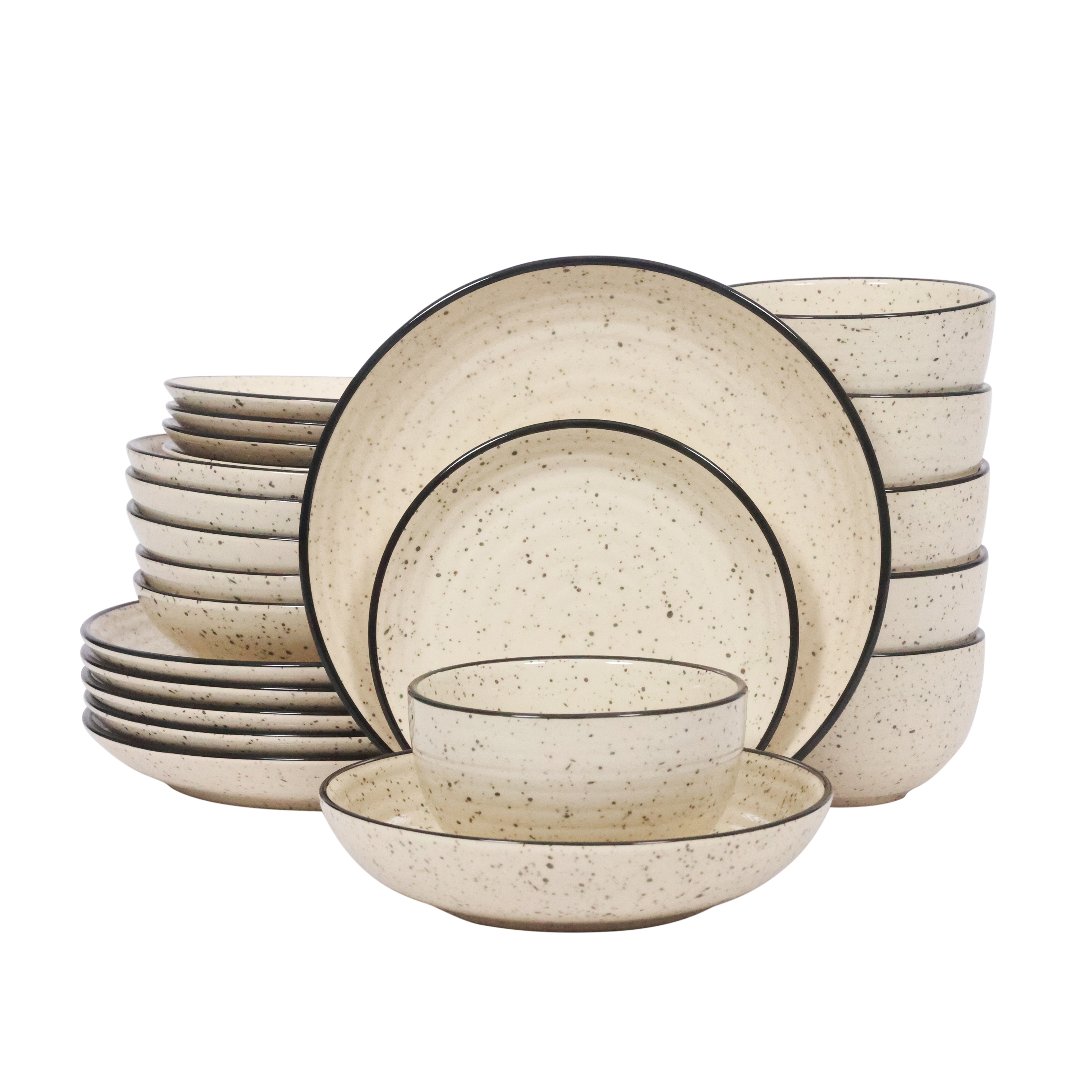 Geschirr-Set Steingut 24-teilig beige