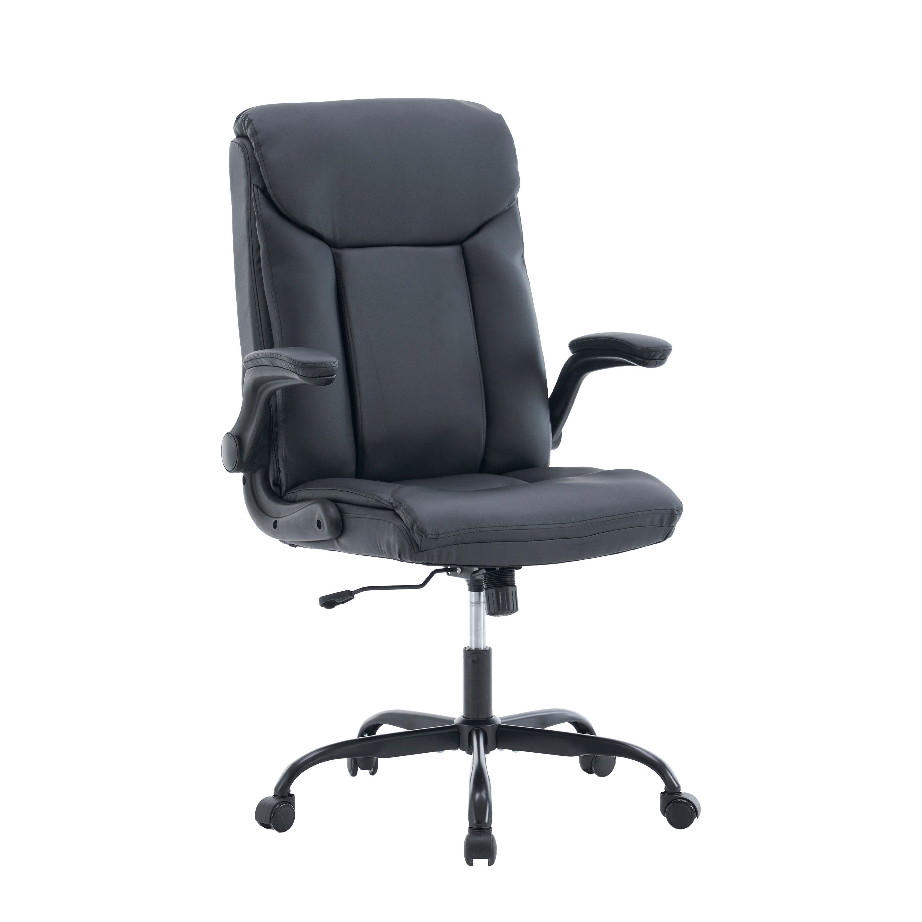 Bürostuhl Leder OPTIMUS schwarz