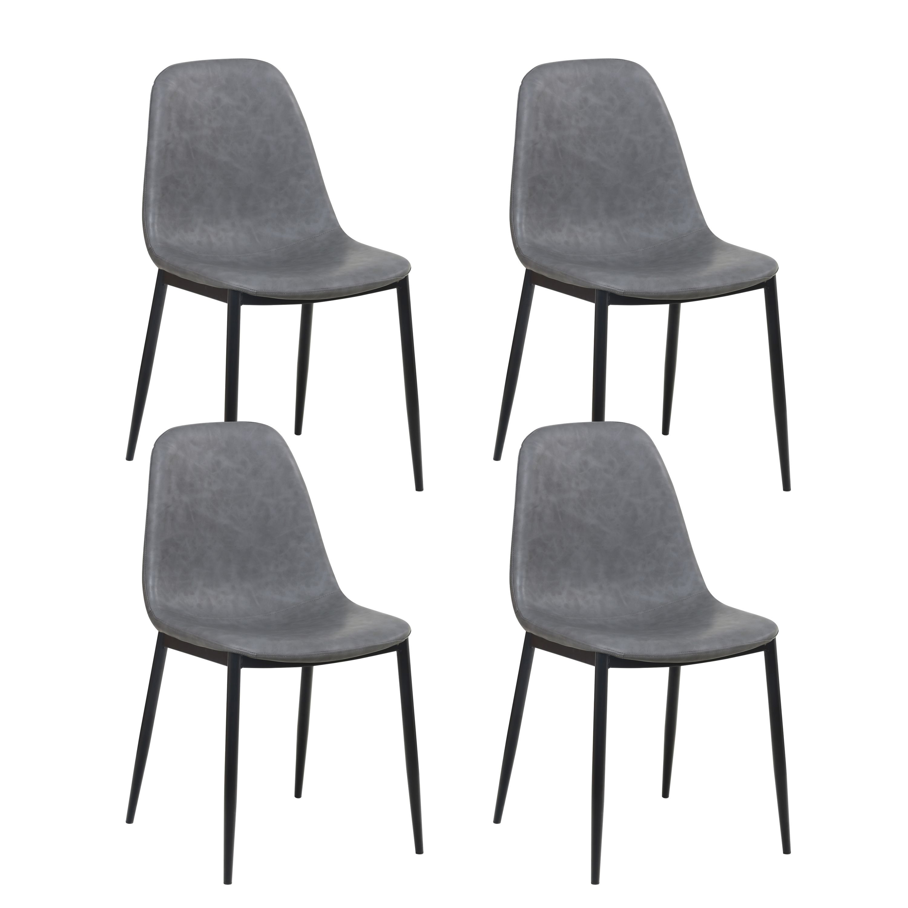 Esszimmerstuhl Leder CHAD 4er Set anthrazit