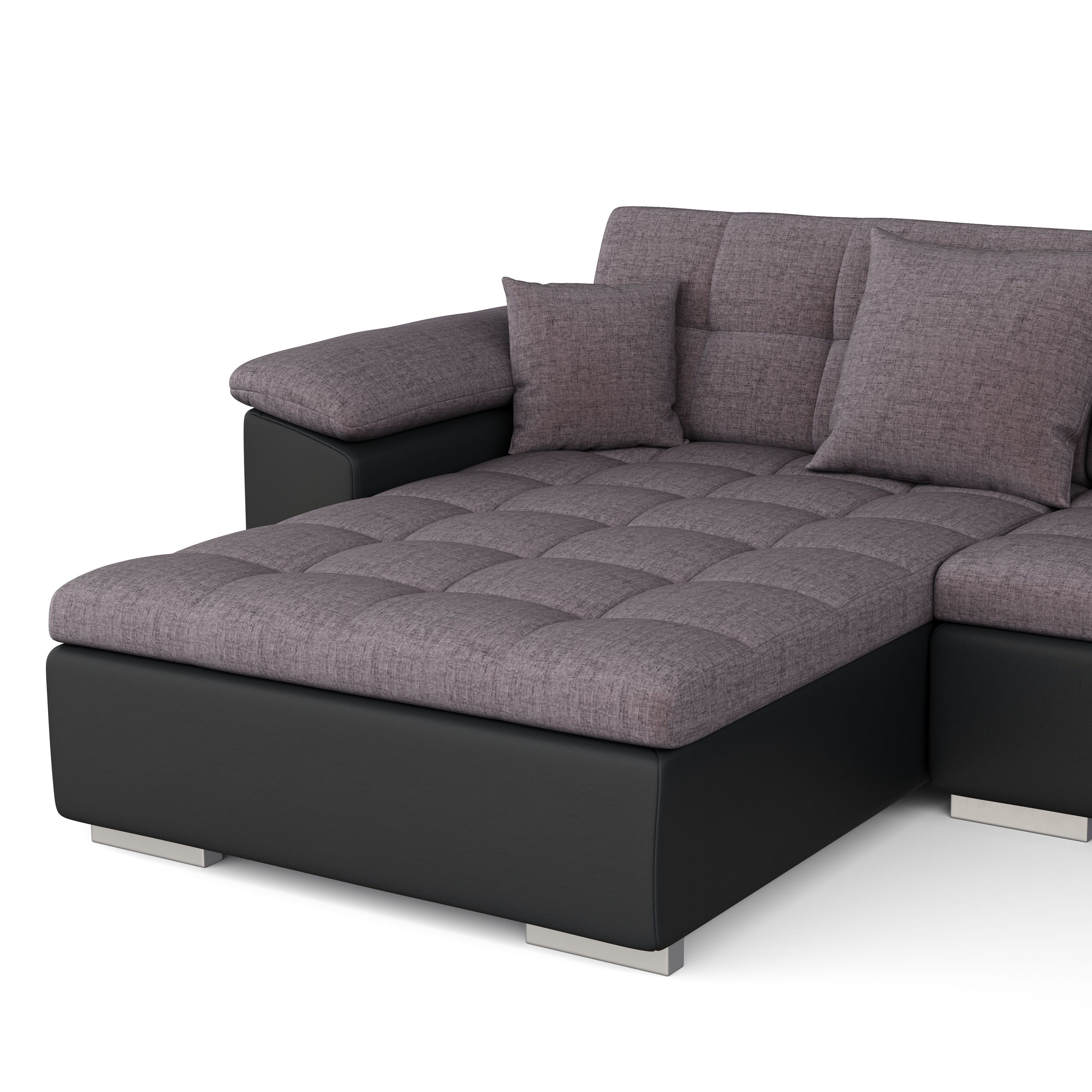Ecksofa ARIA links taupe/schwarz