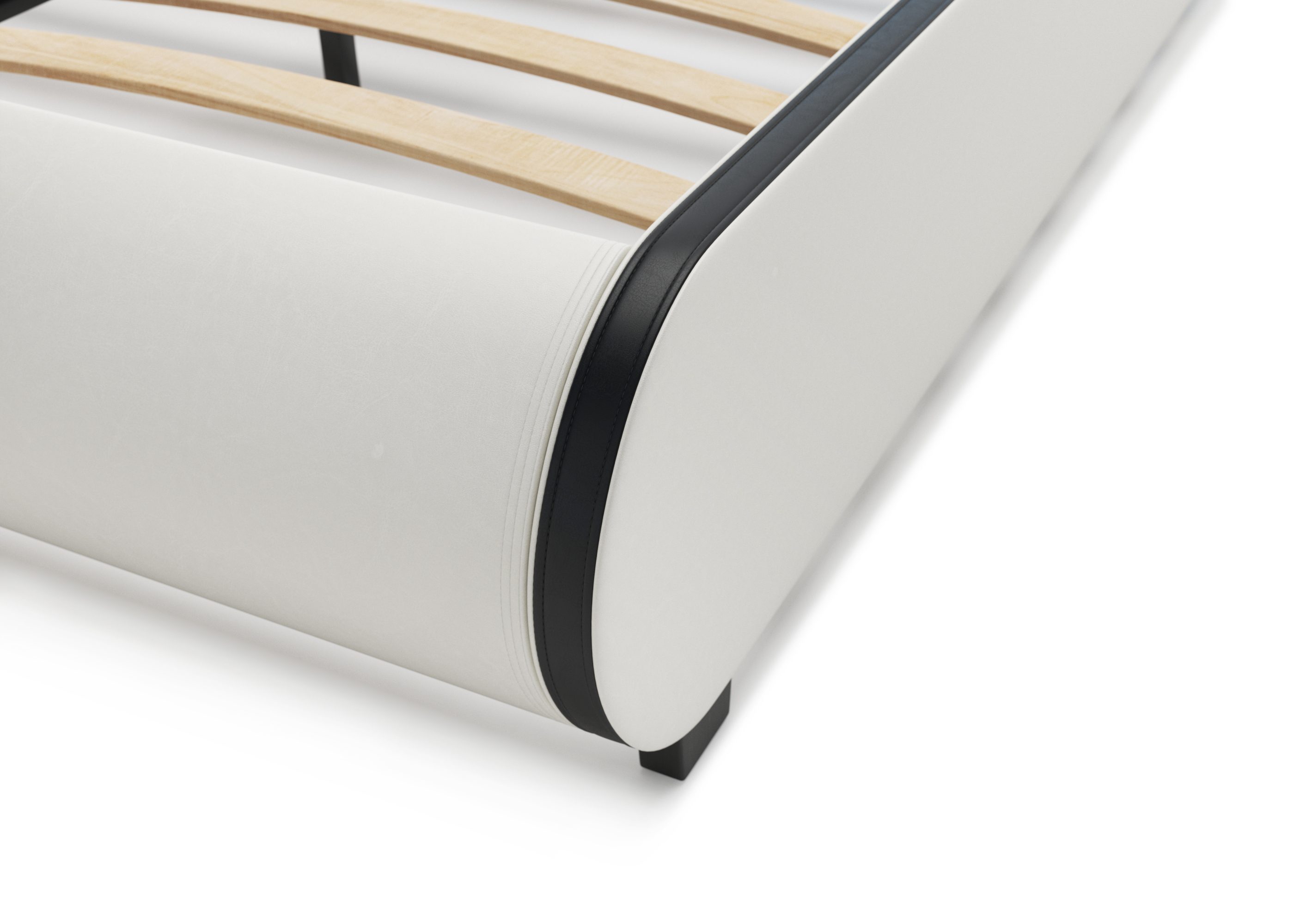 Lederbett LED SIESTA 140 x 200 cm weiss