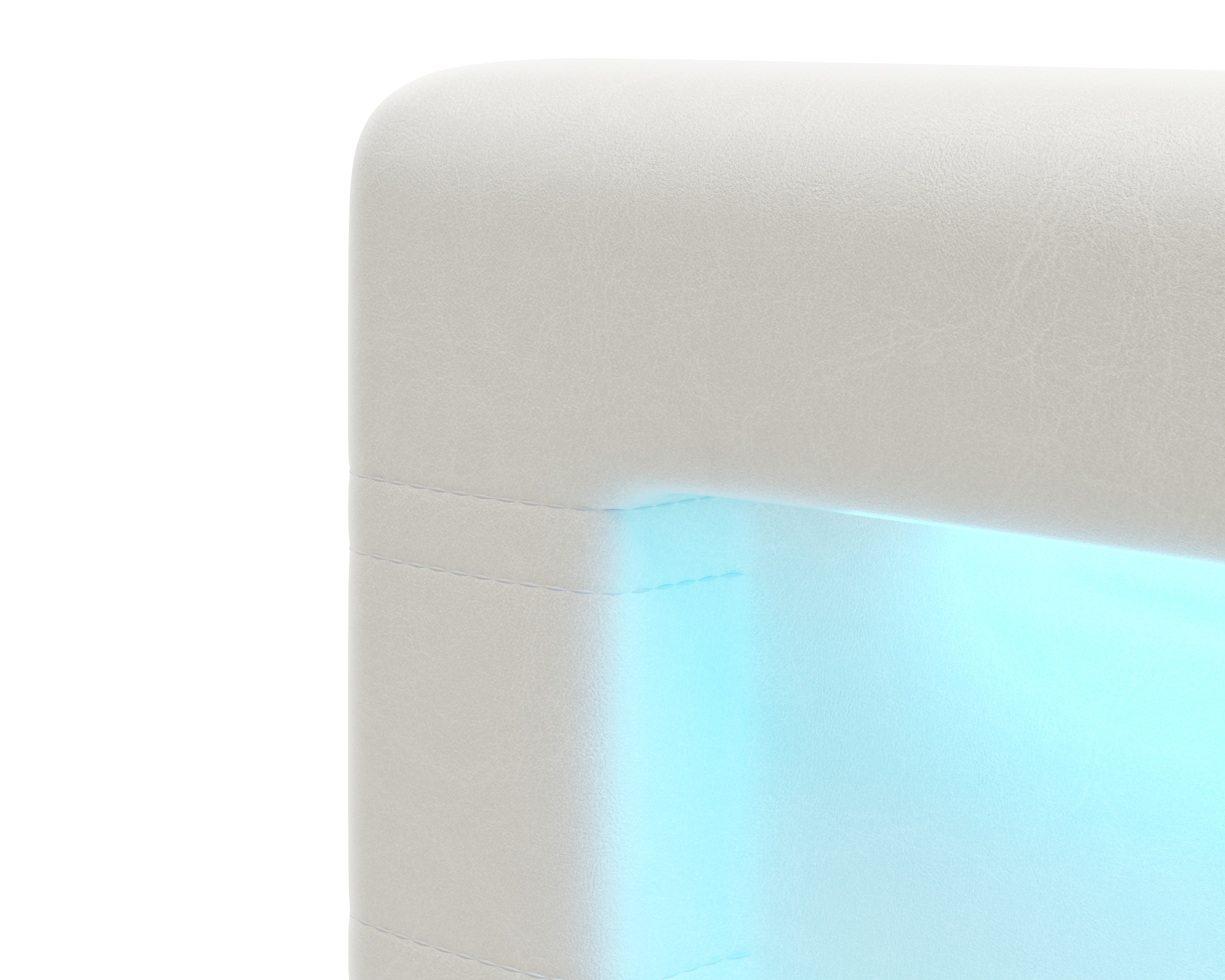 Lederbett LED SIESTA 140 x 200 cm weiss