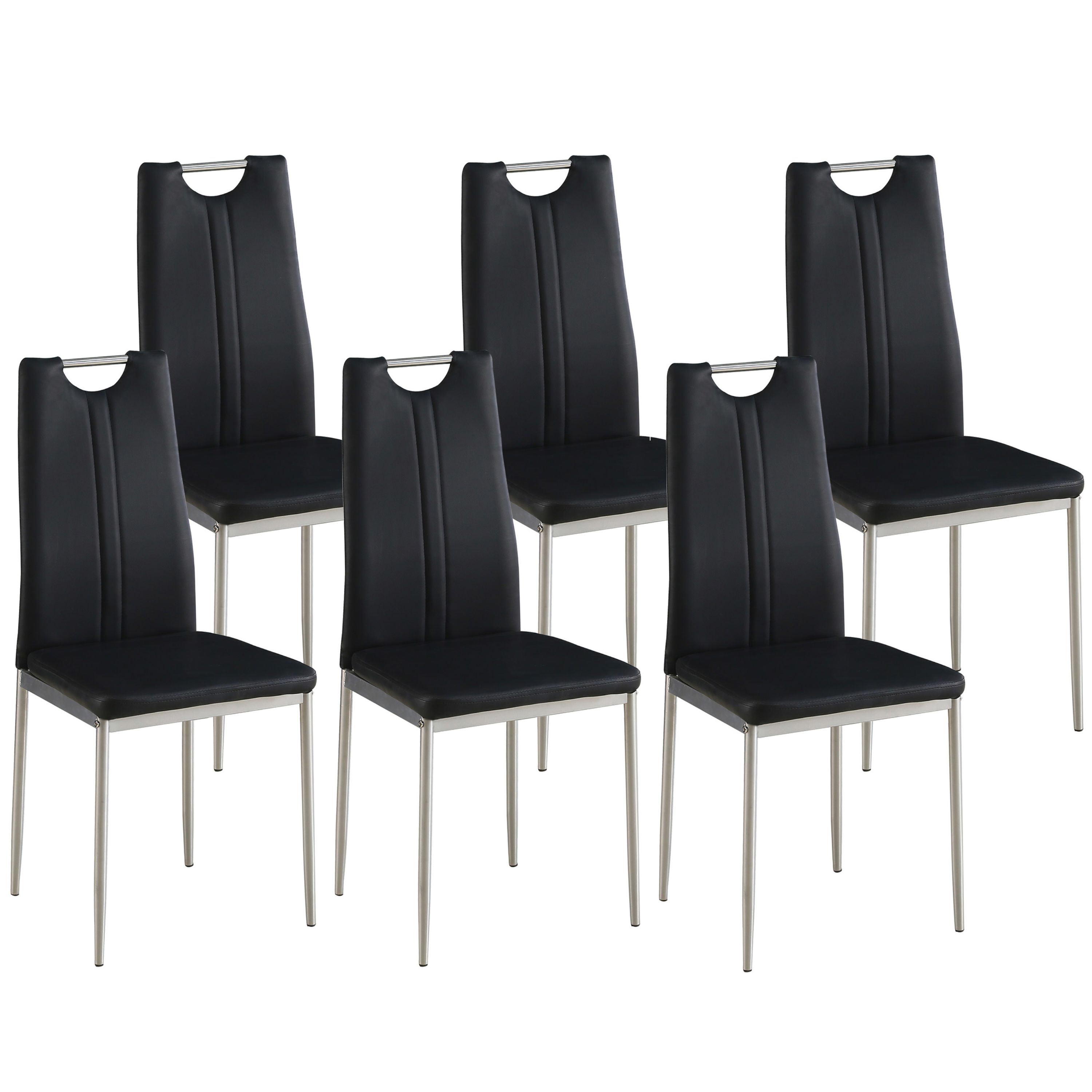 Esszimmerstuhl Leder IVO 6er Set schwarz