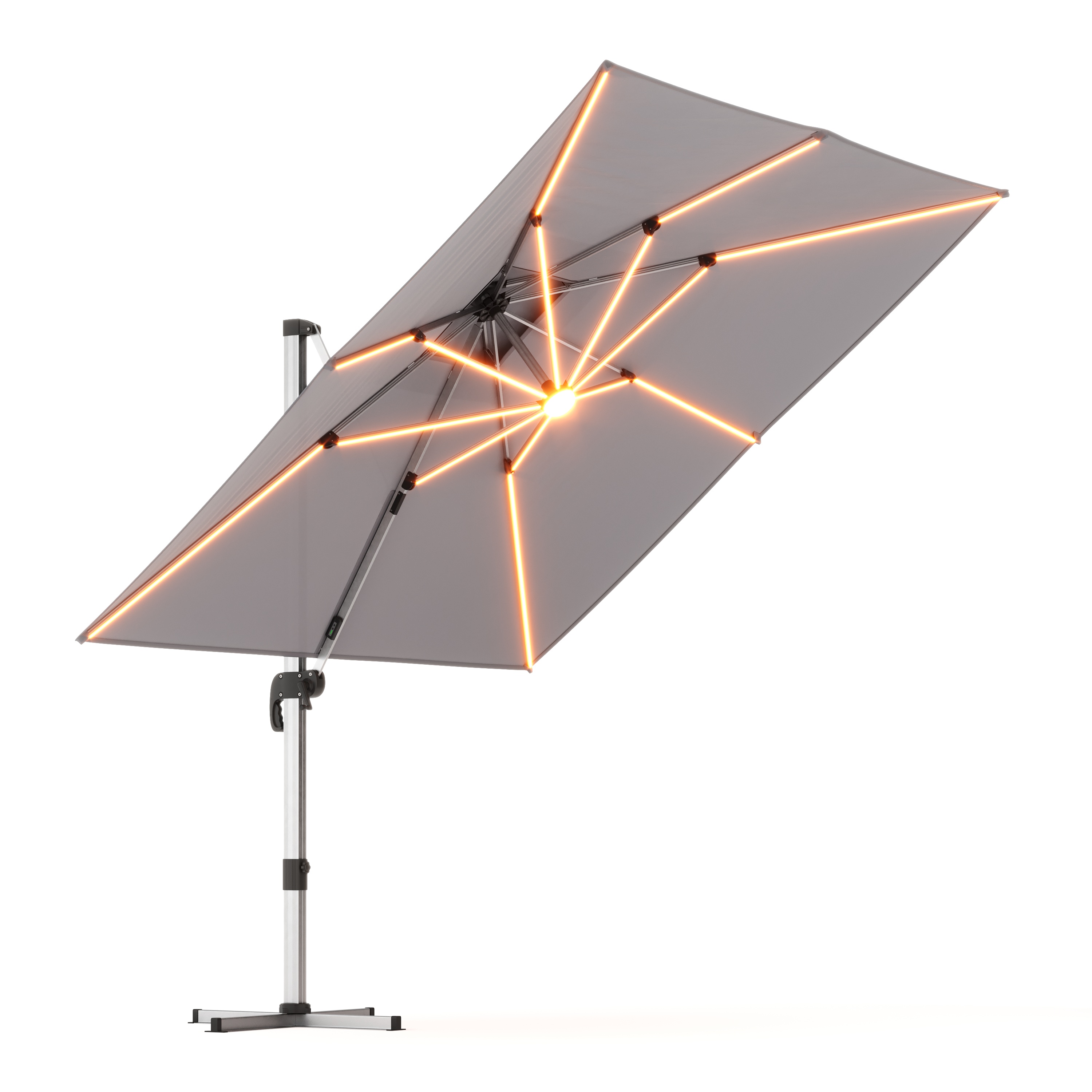 Sonnenschirm Ampelschirm SOLARIS mit LED 300 cm anthrazit