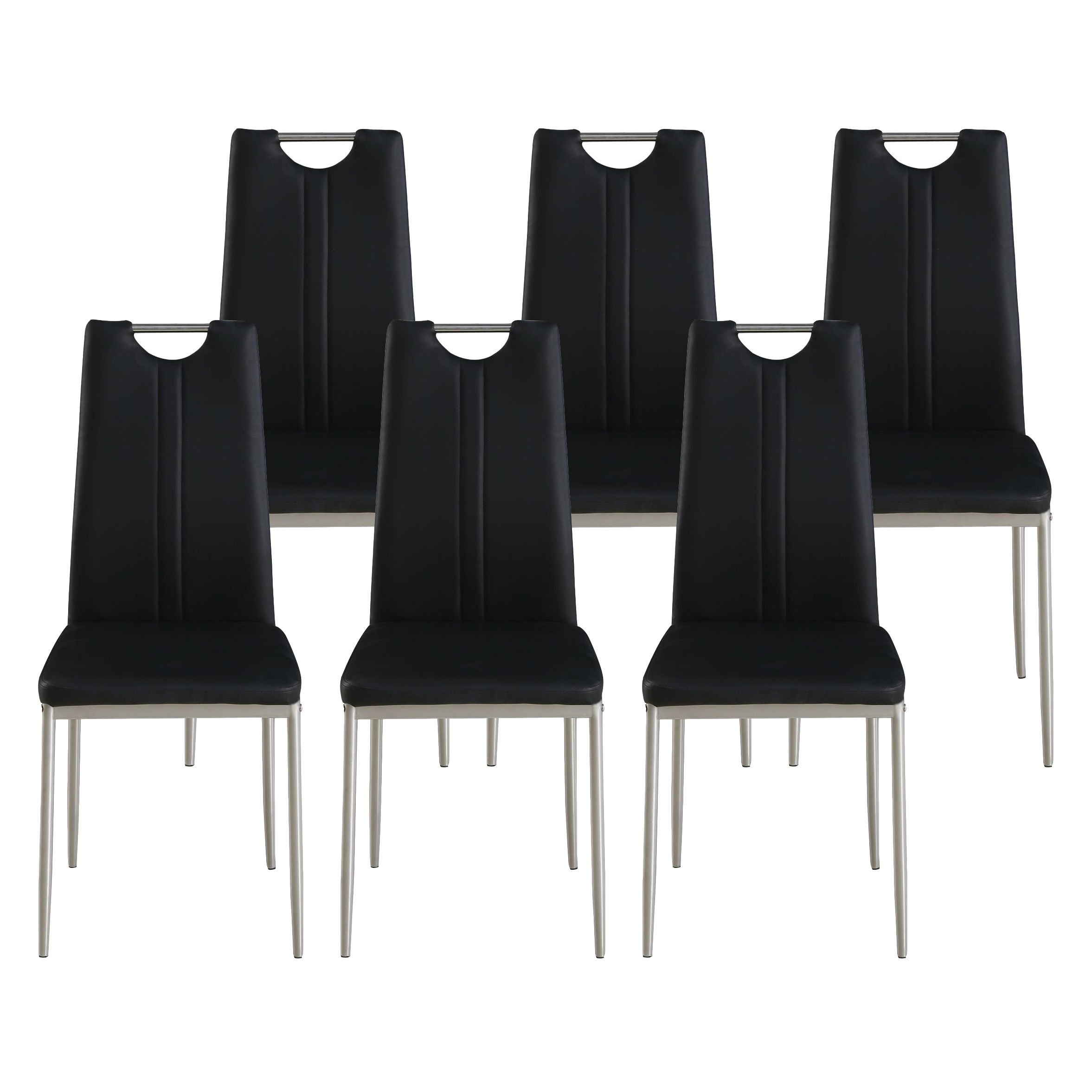 Esszimmerstuhl Leder IVO 6er Set schwarz