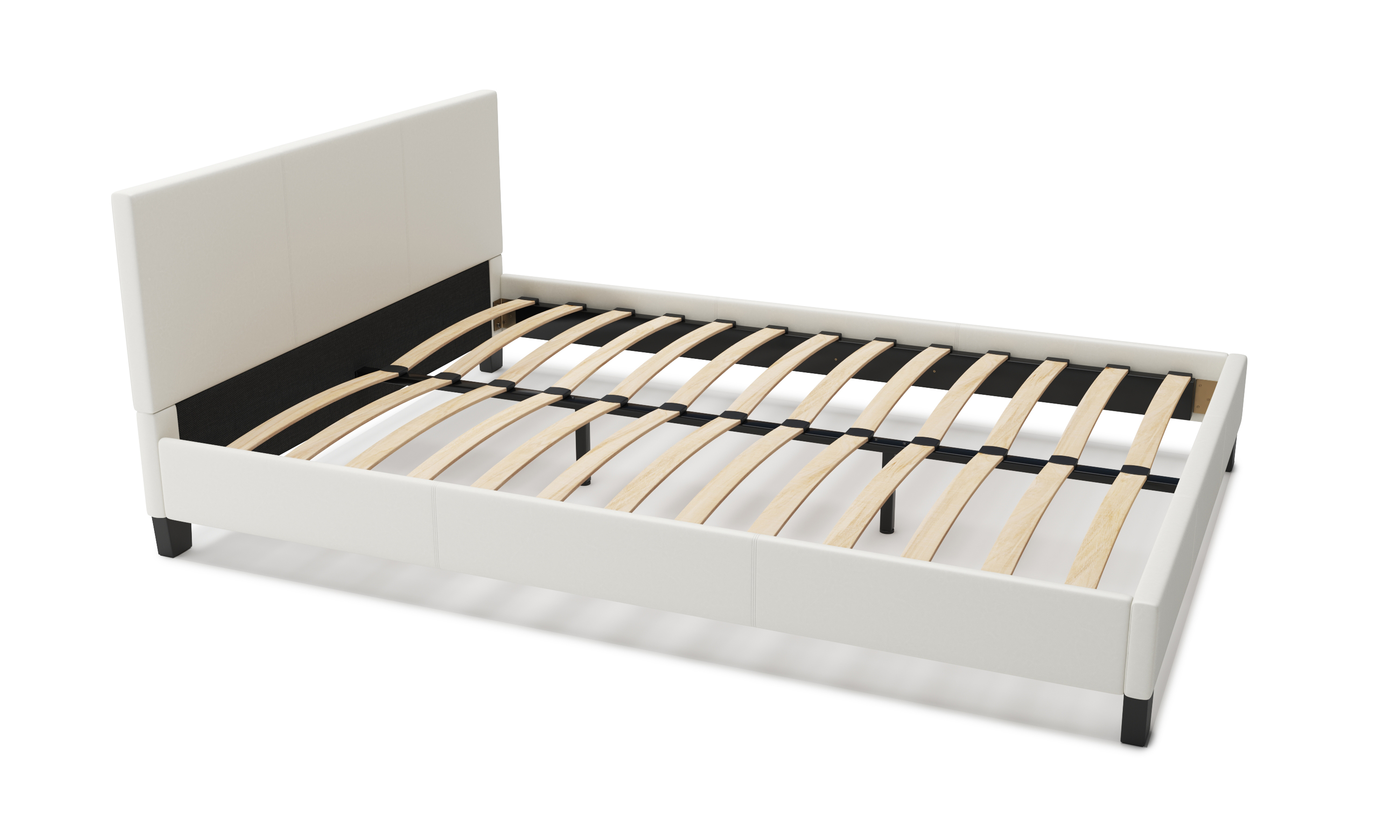 Lederbett DOZE 140 x 200 cm weiss