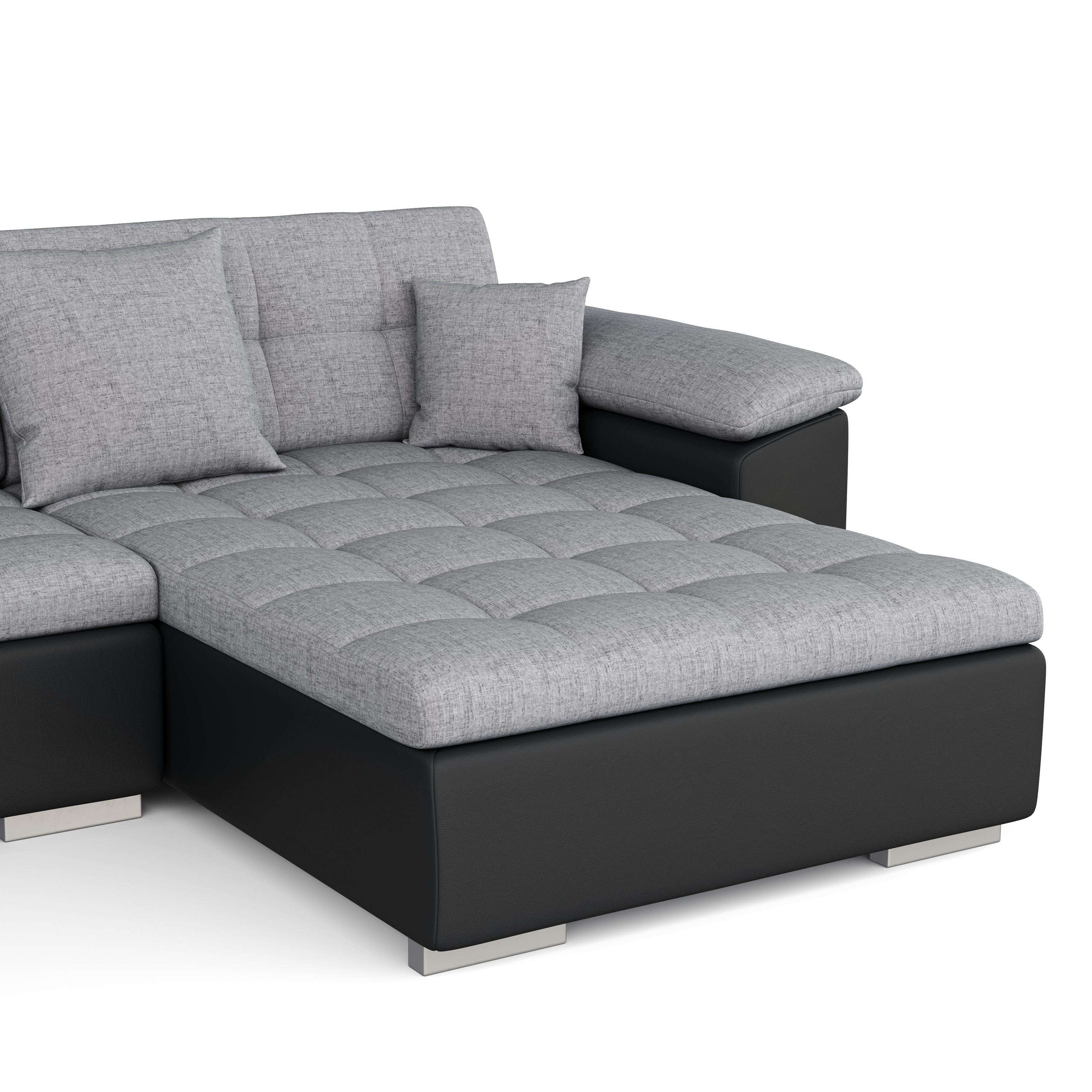 Ecksofa ARIA rechts grau/schwarz