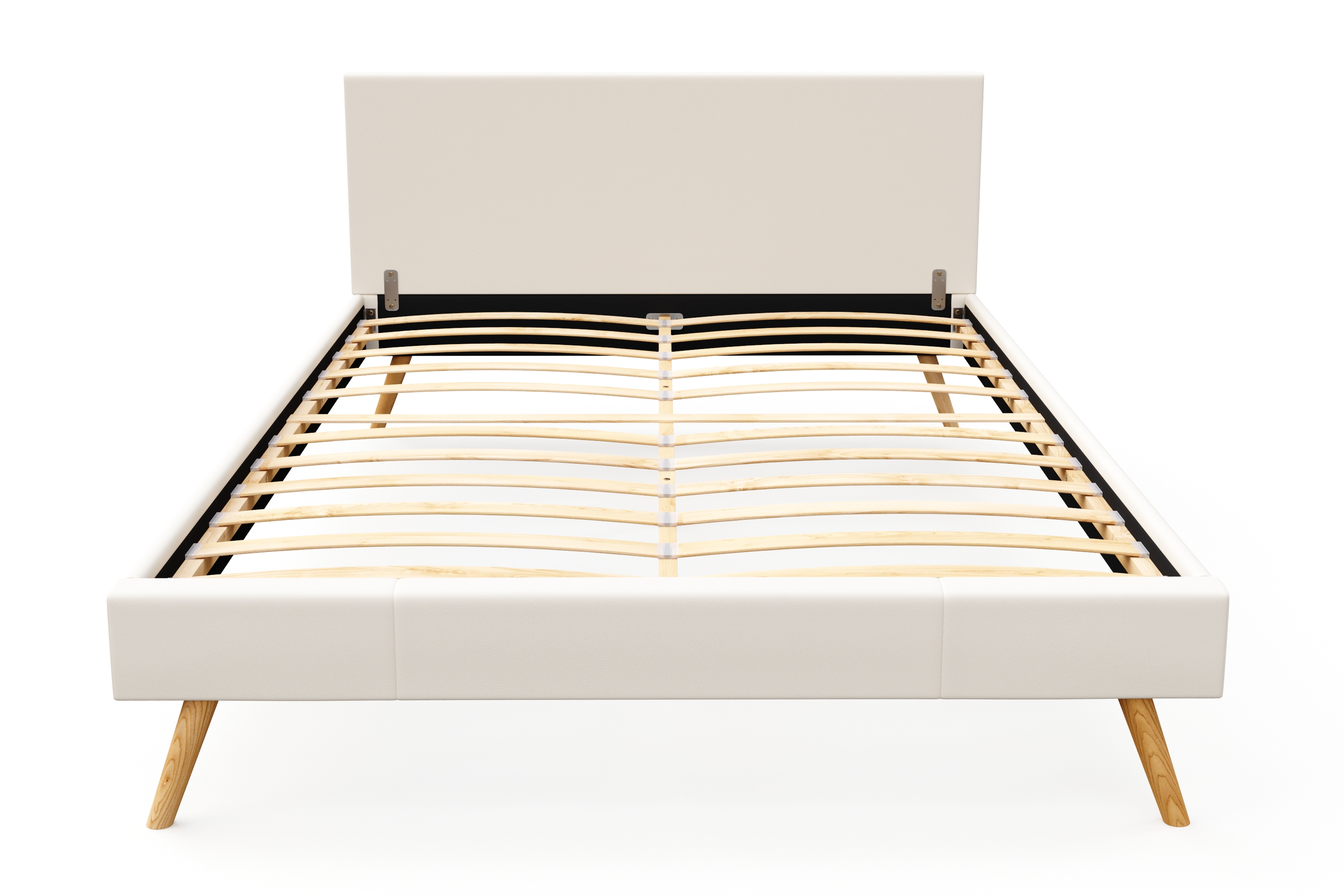 Lederbett ELVAR 140 x 200 cm weiss