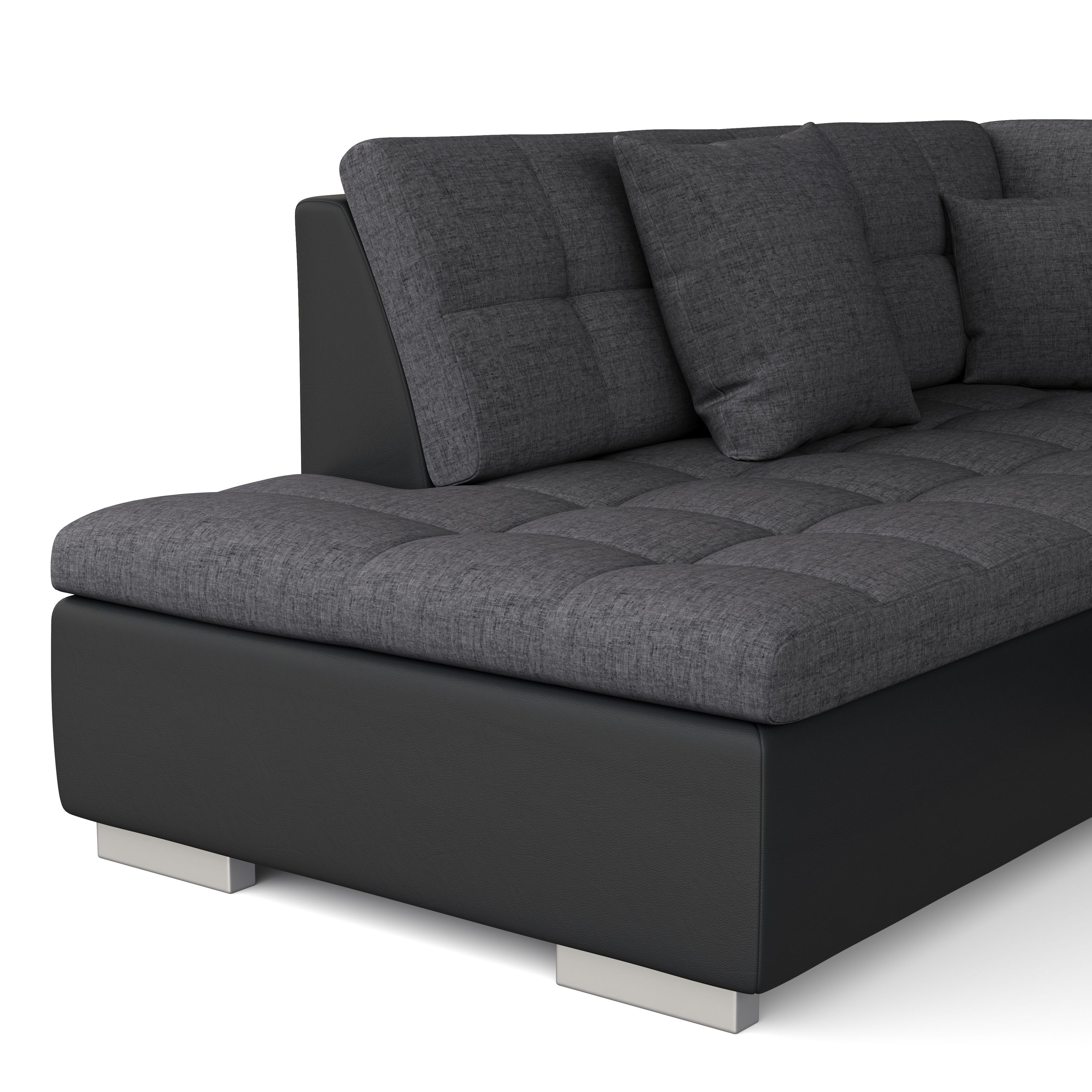 Ecksofa ARIA rechts anthrazit/schwarz
