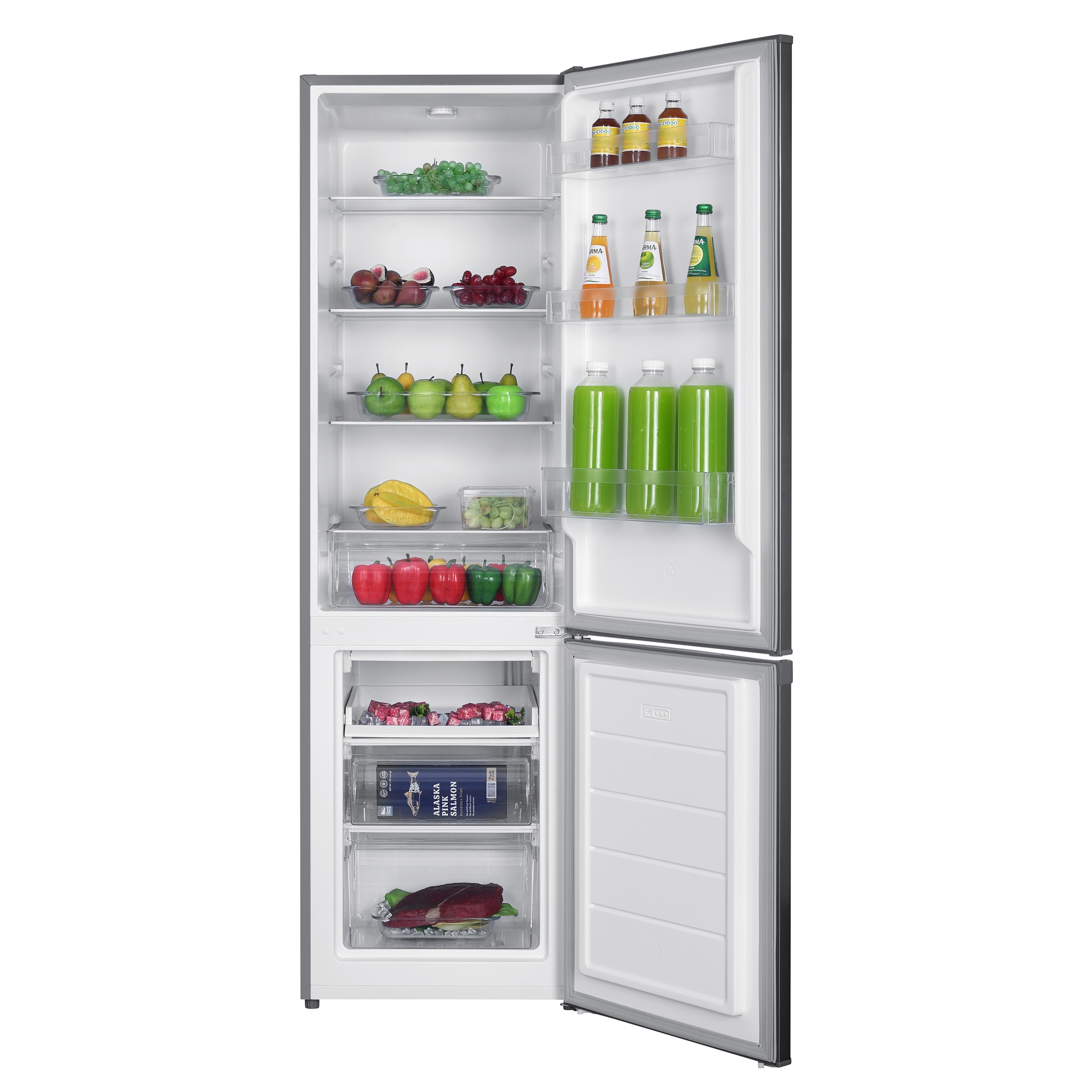 Kühlschrank mit Gefrierer 260L silbergrau