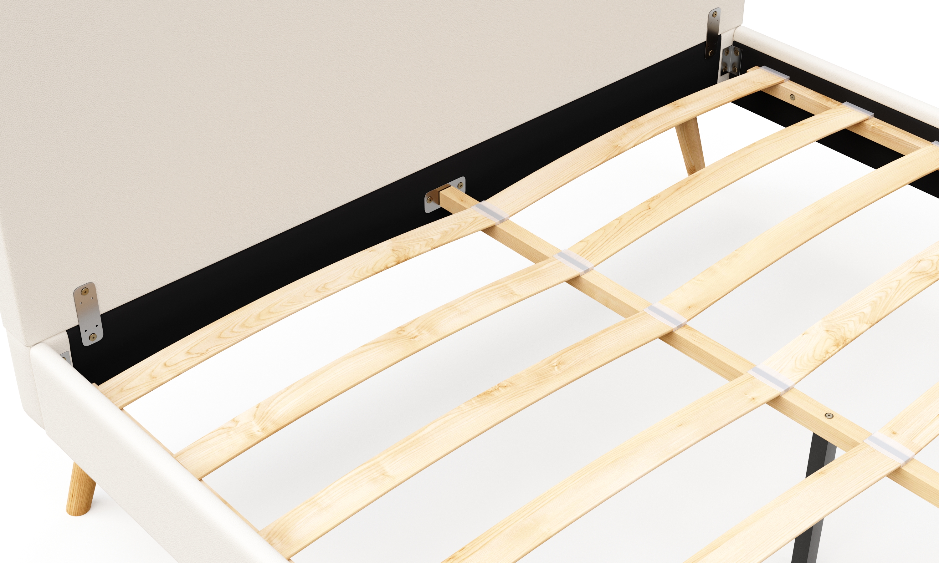 Lederbett ELVAR 140 x 200 cm weiss