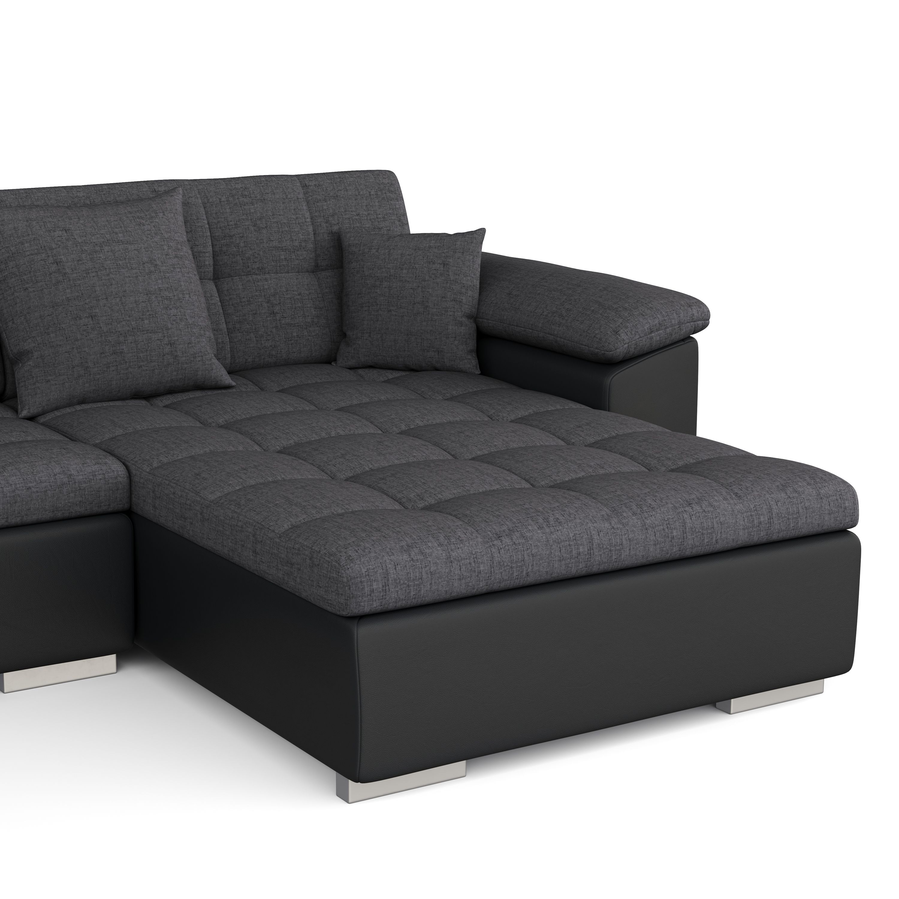 Ecksofa ARIA rechts anthrazit/schwarz